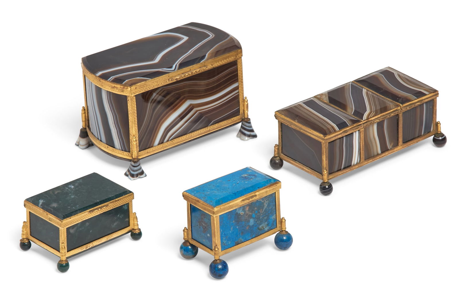 Four Continental agate and hardstone boxes (1 of 8)