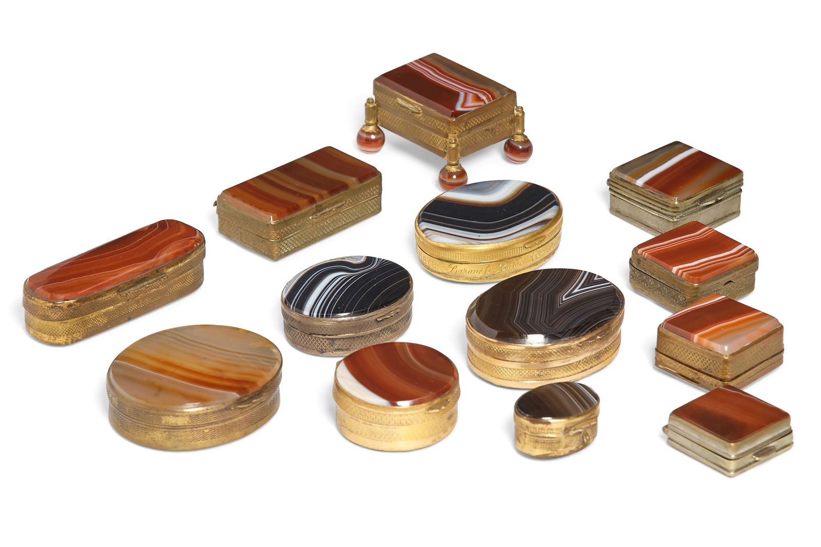 Thirteen Continental agate boxes (1 of 8)