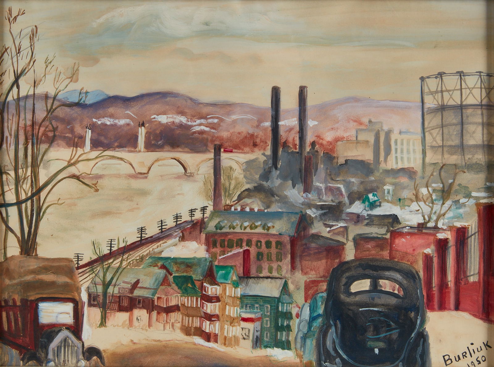 David Burliuk, Industrial scene in winter (1 of 4)