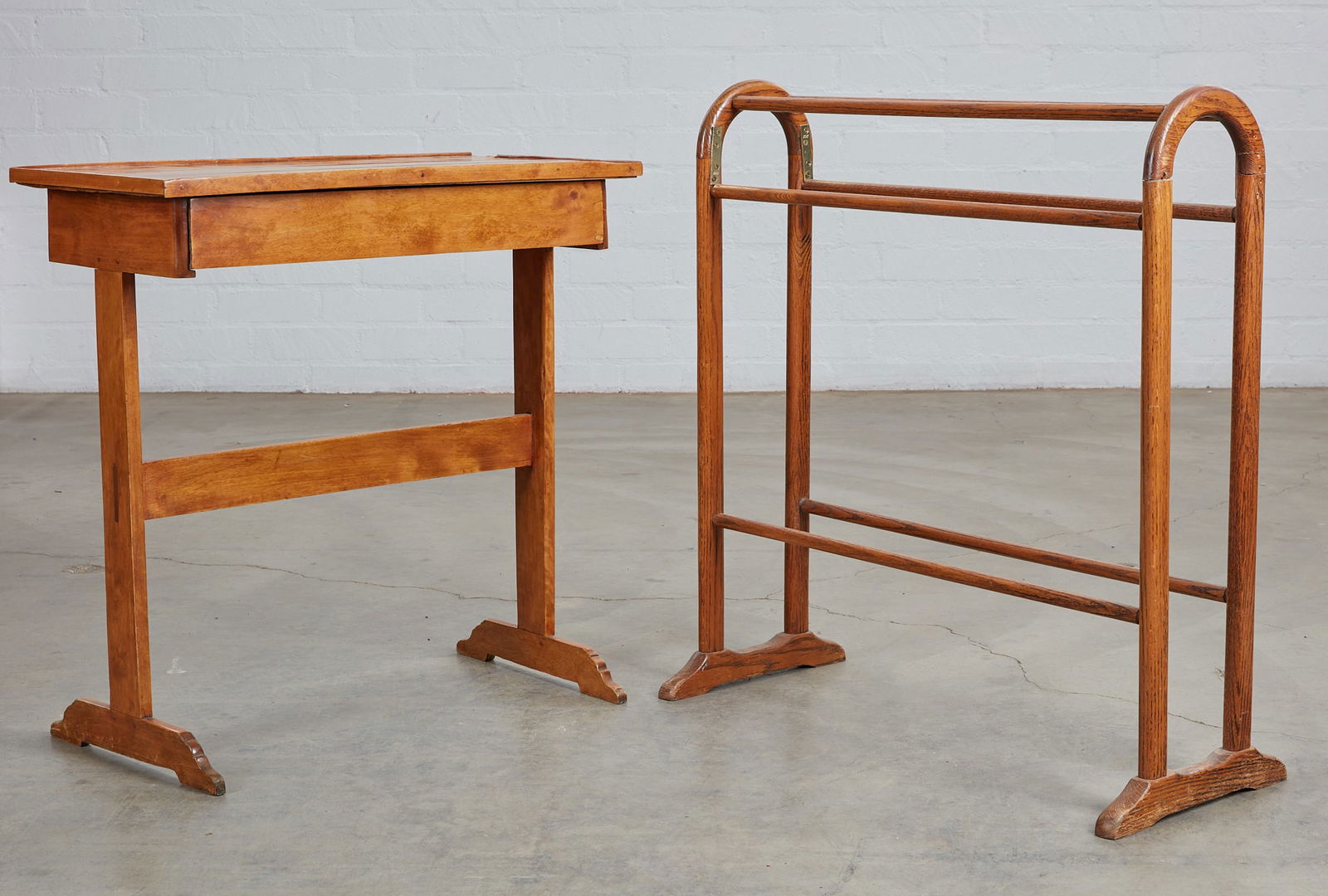 A Neoclassical fruitwood side table & blanket rack (1 of 4)