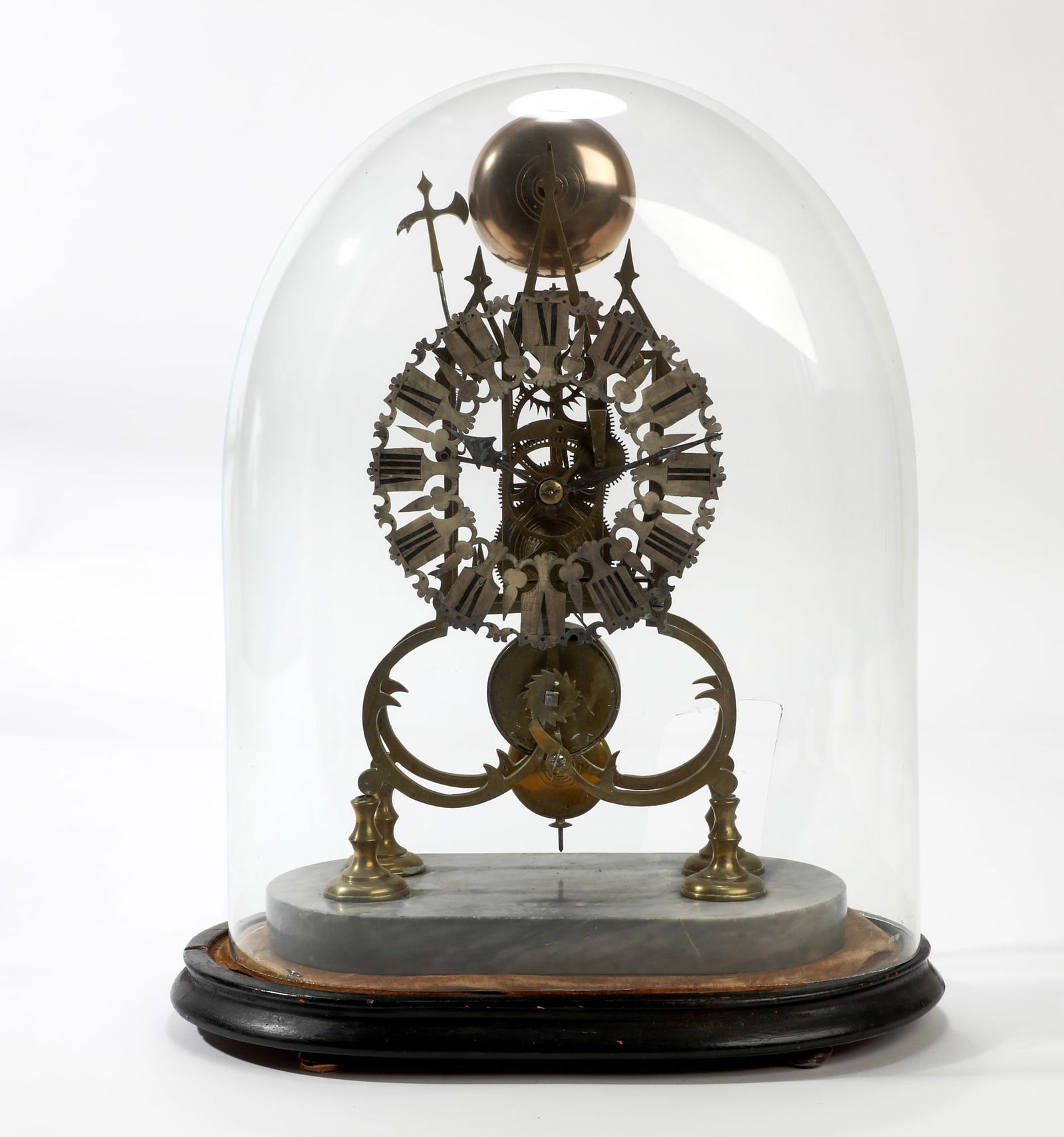 English brass and silvered metal skeleton clock (1 of 4)
