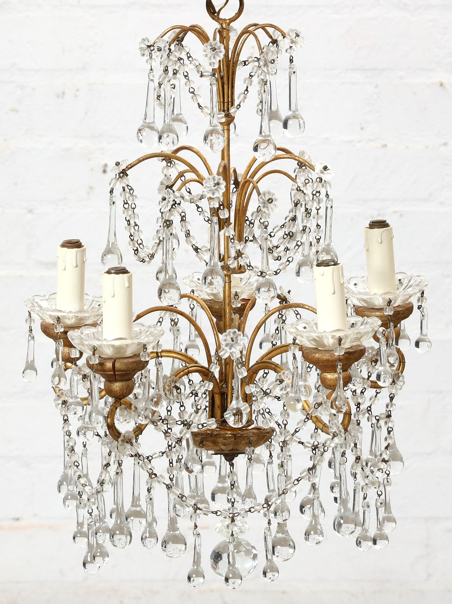 A Rococo style five light chandelier (1 of 5)