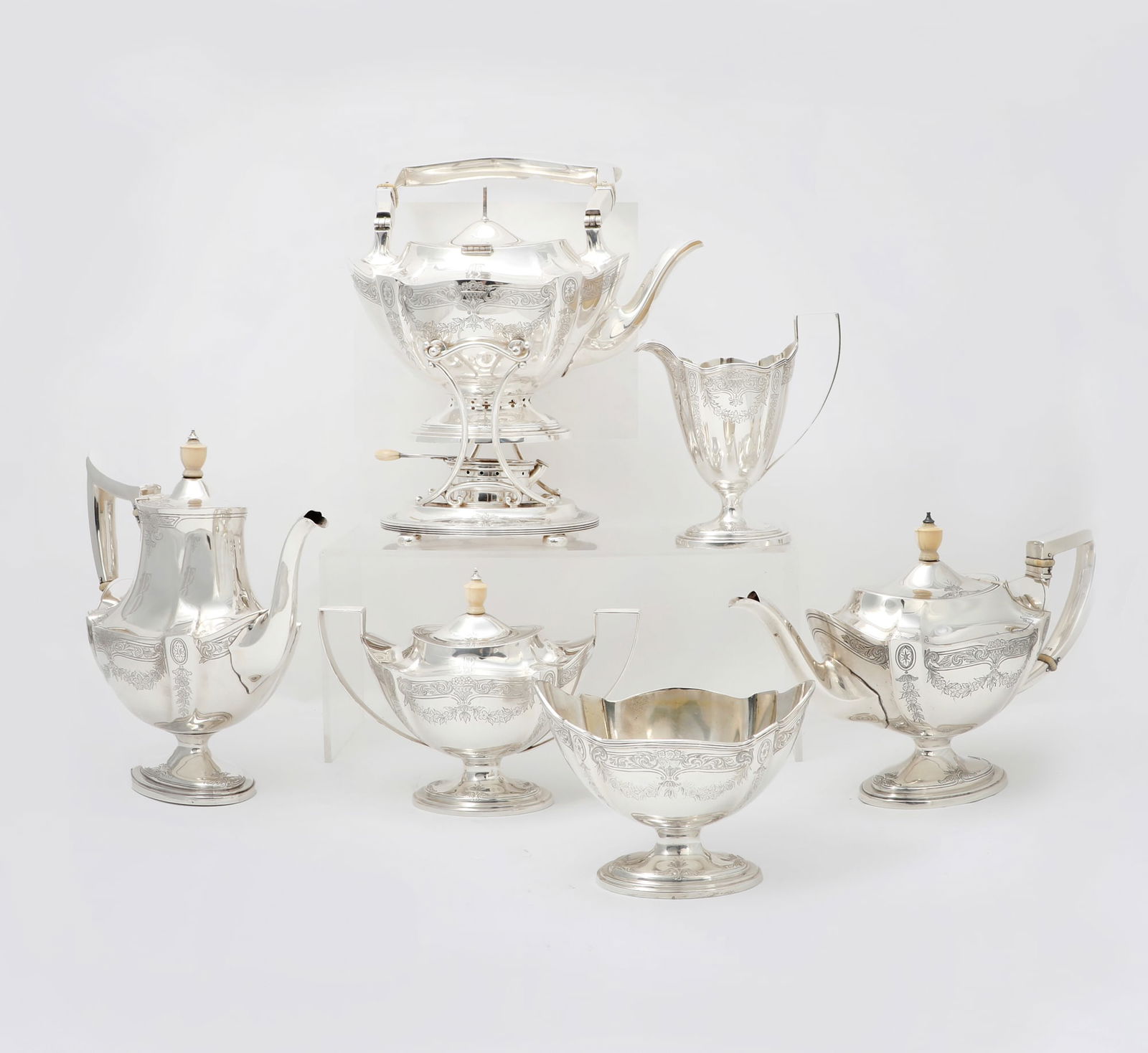 A Gorham silver Plymouth coffee and tea service (1 of 5)