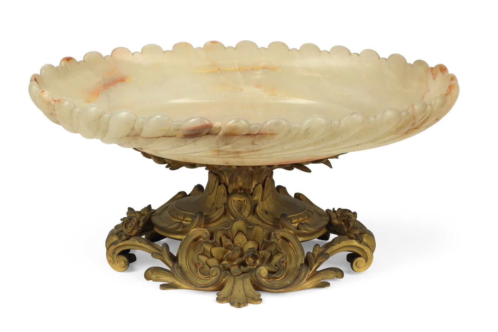 A large French gilt bronze and alabaster centerpiece (1 of 5)