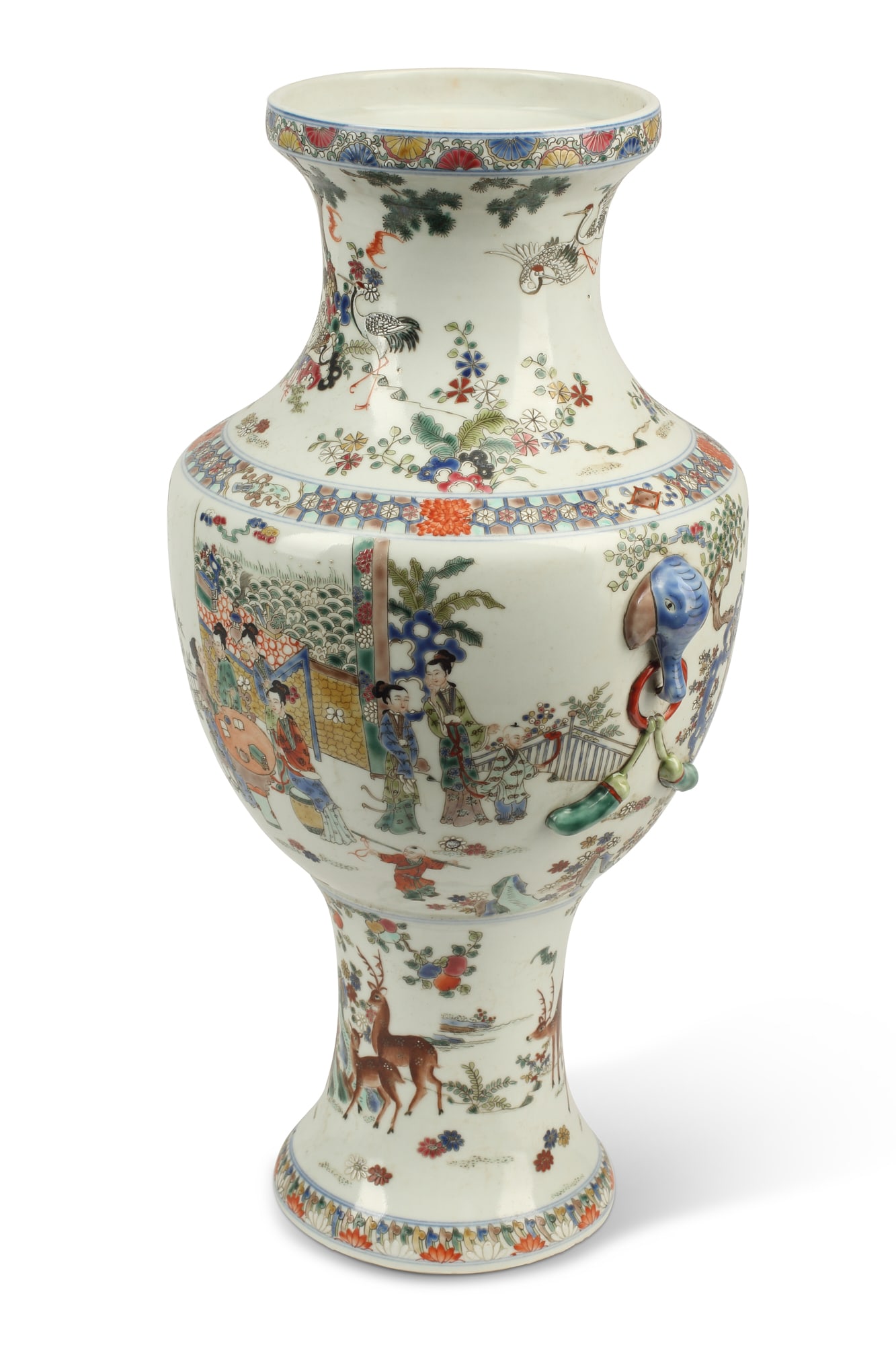A Chinese famille verte porcelain vase: A Chinese famille verte porcelain vase height 17 3/4in (45.5cm); width 10in (25.5cm); depth 8 1/2in (21.5cm)