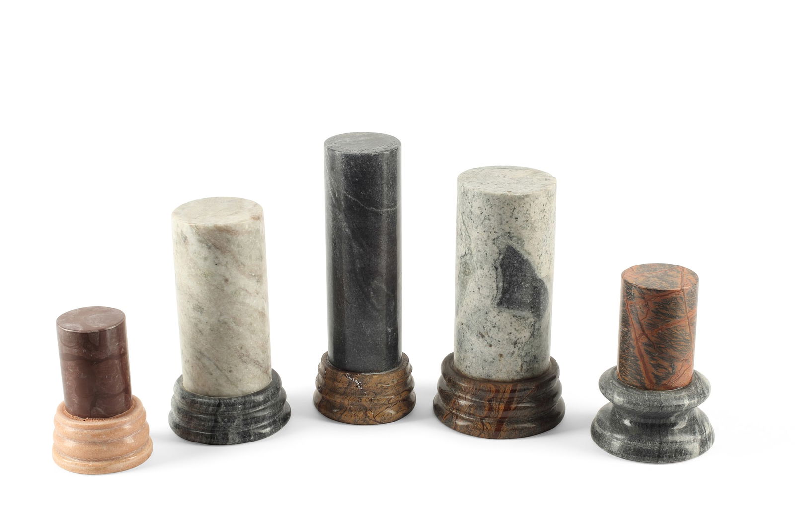 A group of five Grand Tour style marble pedestals (1 of 6)