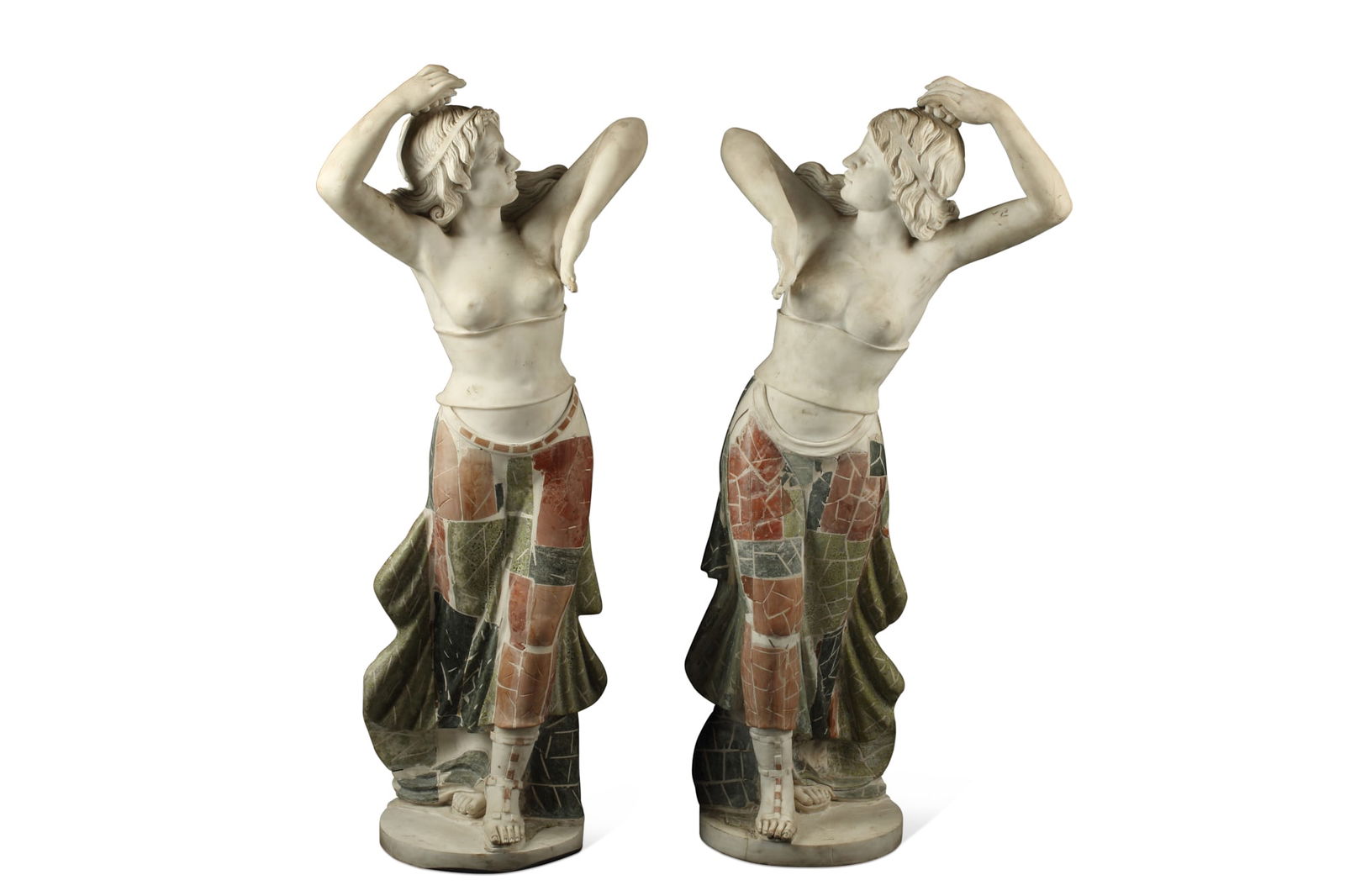 Pair of Art Deco style  marble figures of dancers (1 of 18)