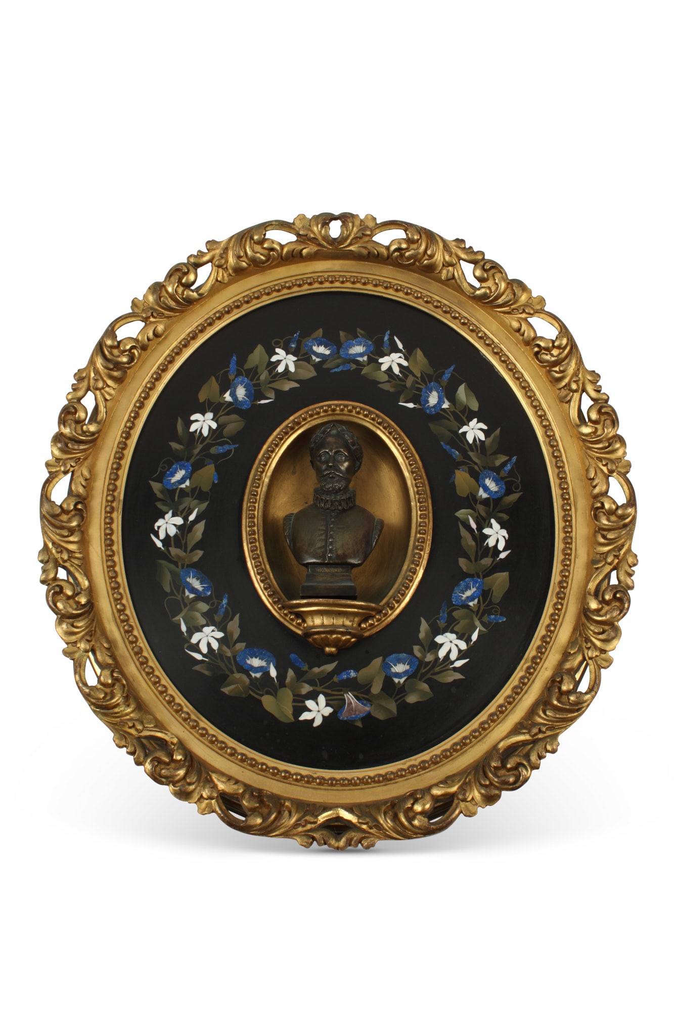 Italian pietra dura, bronze and giltwood plaque (1 of 5)