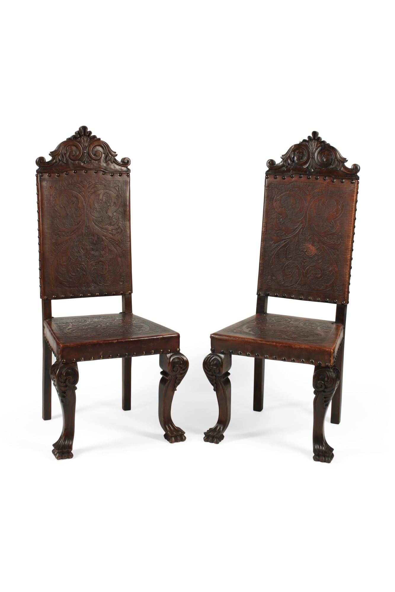 A pair of Portuguese Baroque hardwood side chairs (1 of 9)