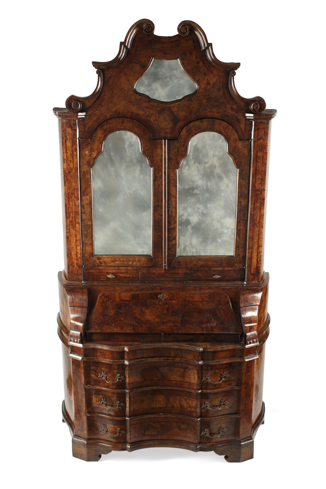 An Italian Baroque style walnut secretary cabinet (1 of 11)