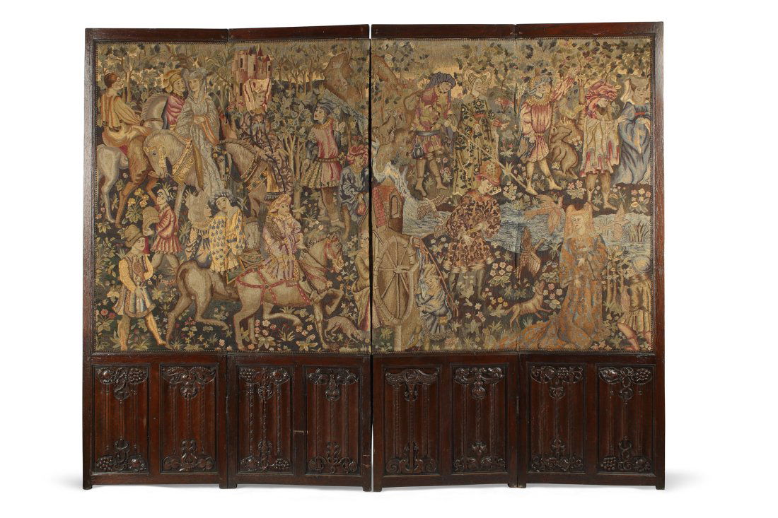 A pair of Renaissance Revival needlework screens (1 of 2)