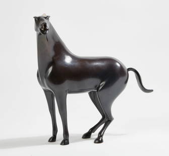 Loet Vanderveen standing horse bronze: Loet Vanderveen (Dutch/American, 1921-2015)Standing horsepolished and patinated bronzesigned Loet ? and numbered 21/250 to undersideheight 12 3/4in (32.5cm); length 12 1/4in (31cm); depth 7in (18c