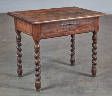 A Continental Baroque walnut side table: A Continental Baroque walnut side table late 17th/early 18th century height 26 1/2in (67cm); width 31 1/4in (79.5cm); depth 20 1/2in (52cm) Provenance: Property from the Collection of Michel