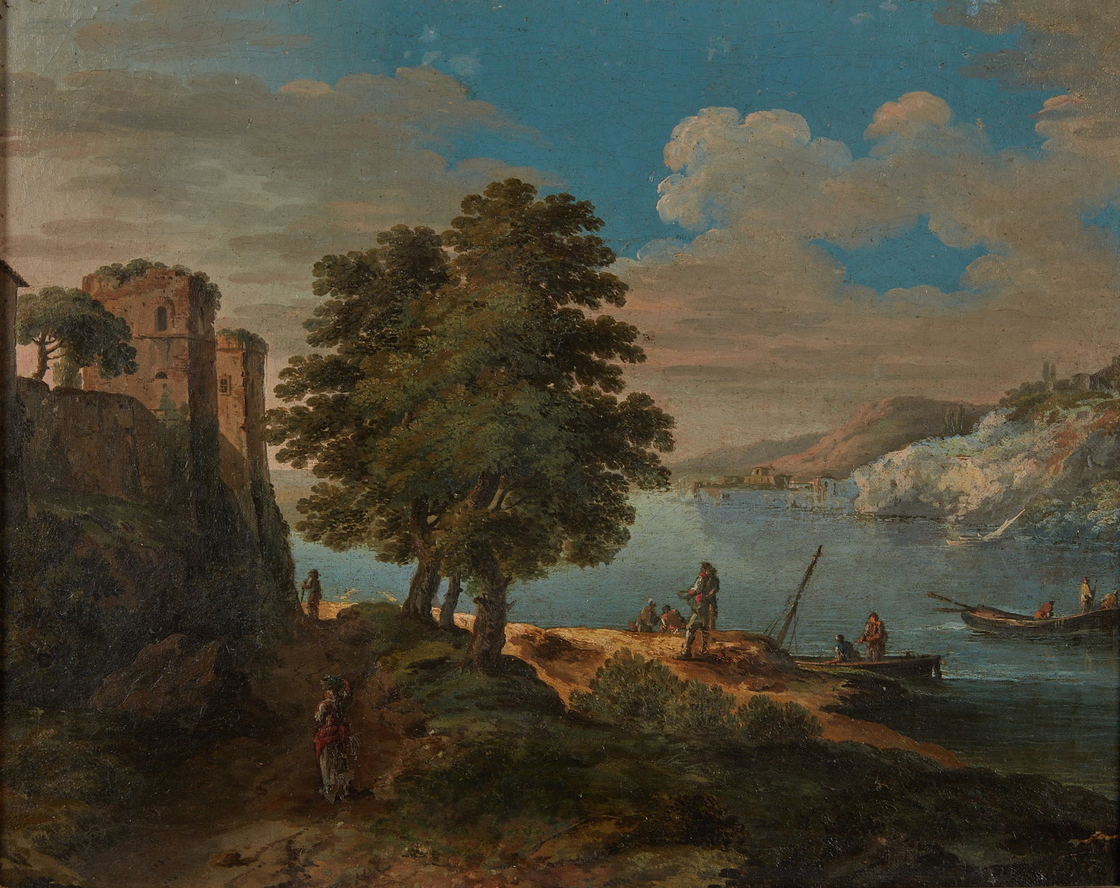 Continental School, Figures and vessels on a lake (1 of 3)