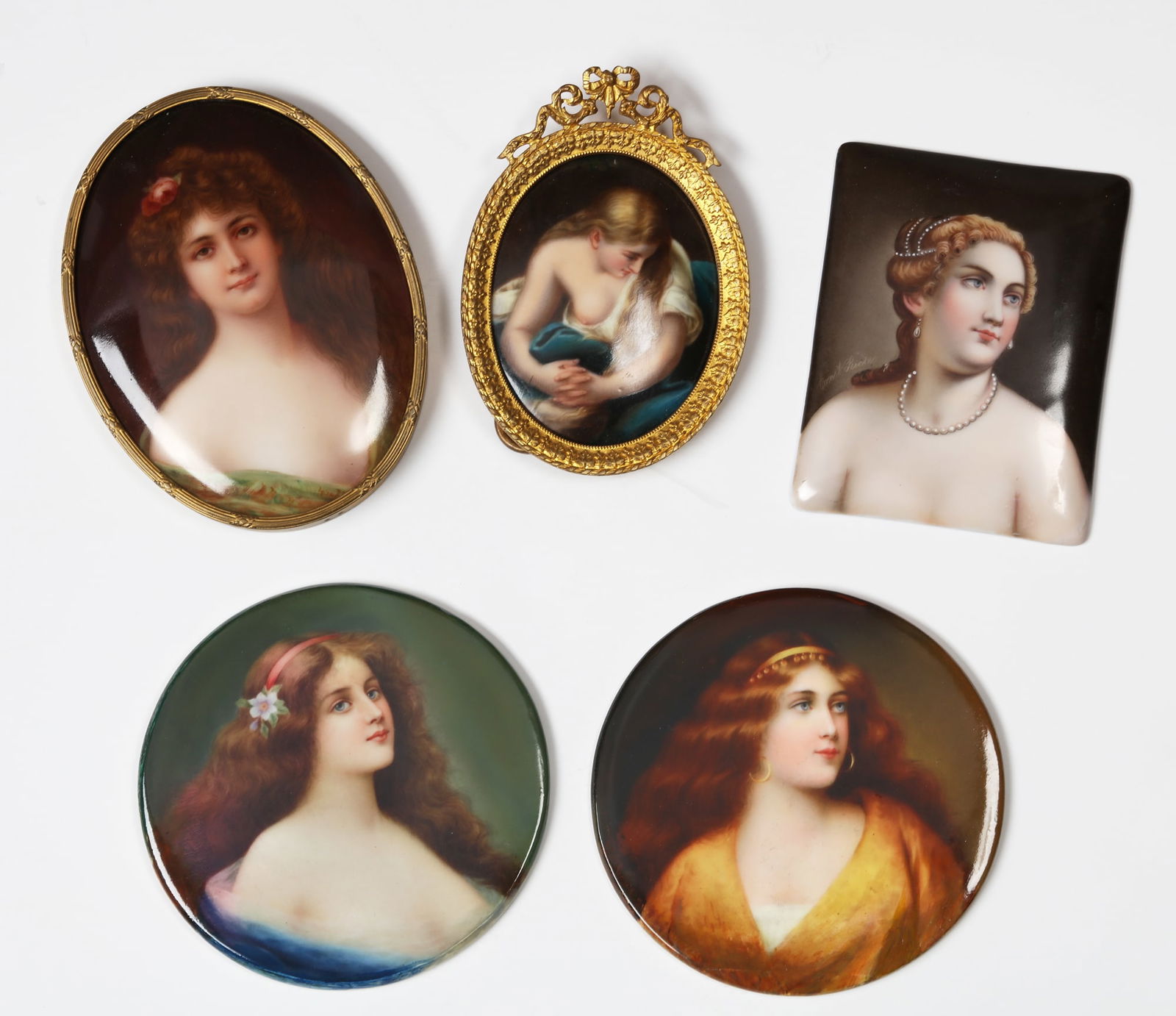 Three Continental porcelain portrait plaques (1 of 5)