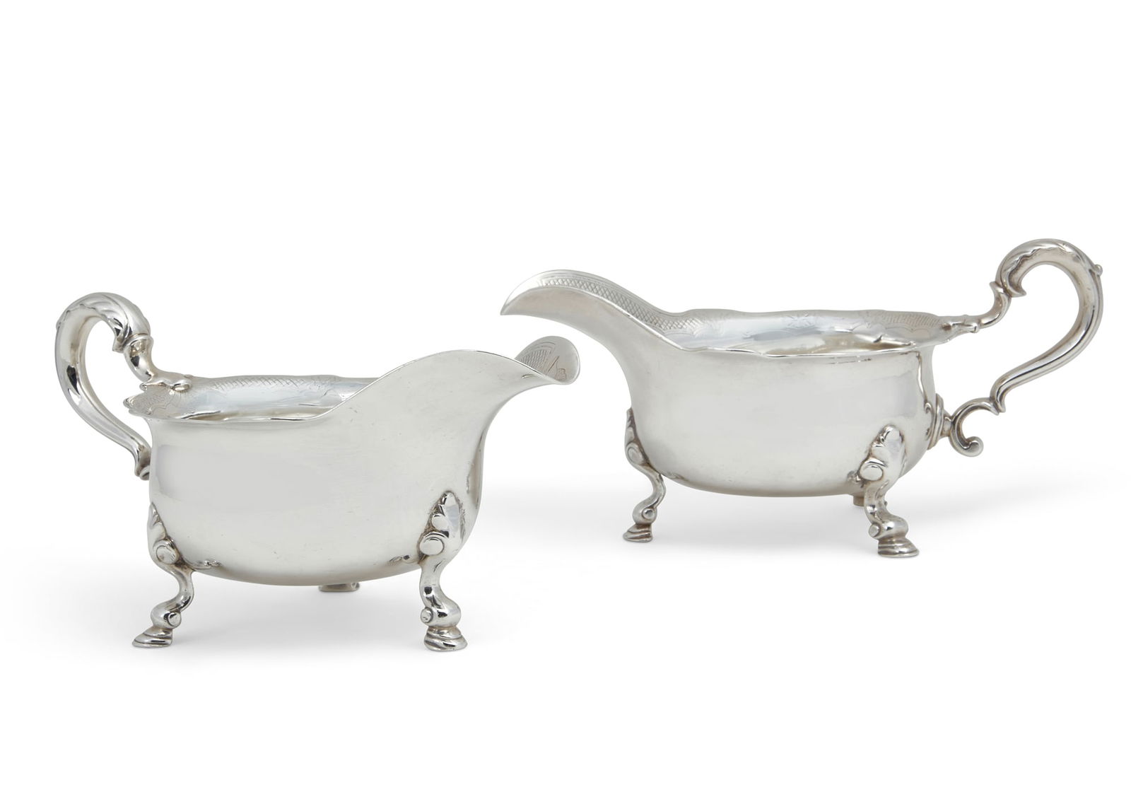 A pair of large George II silver sauce boats (1 of 7)