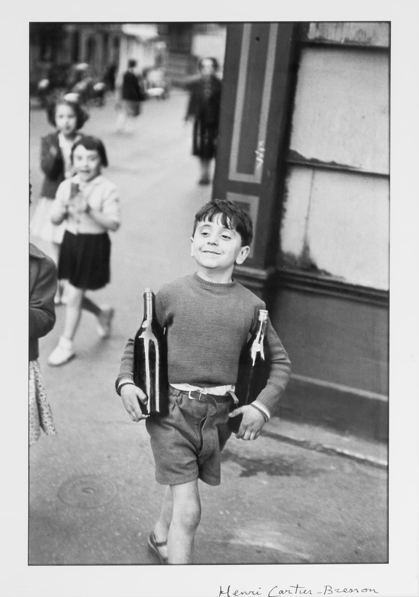 Henri Cartier-Bresson, Rue Mouffetard, Paris: Henri Cartier-Bresson (French, 1908-2004) Rue Mouffetard, Paris, 1995 silver-gelatin print Rue Mouffetard, Paris. (1954) silver gelatin print; with Cartier-Bresson's signature in black ink to the lowe