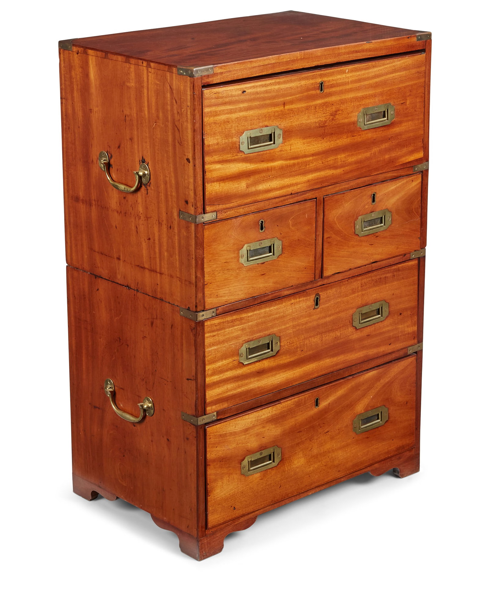 An English brass mounted teak campaign chest (1 of 14)