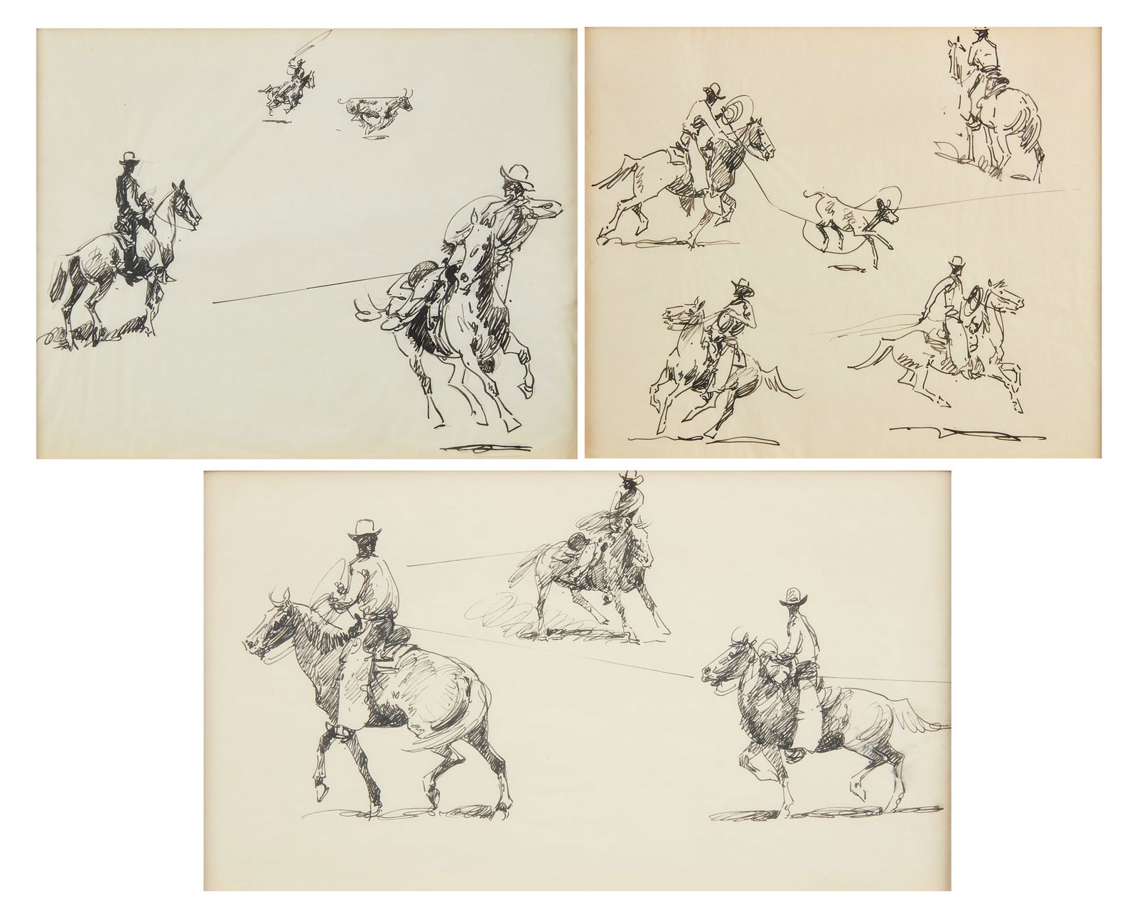 Attributed to Edward Borein, Cowboys on horseback (1 of 8)