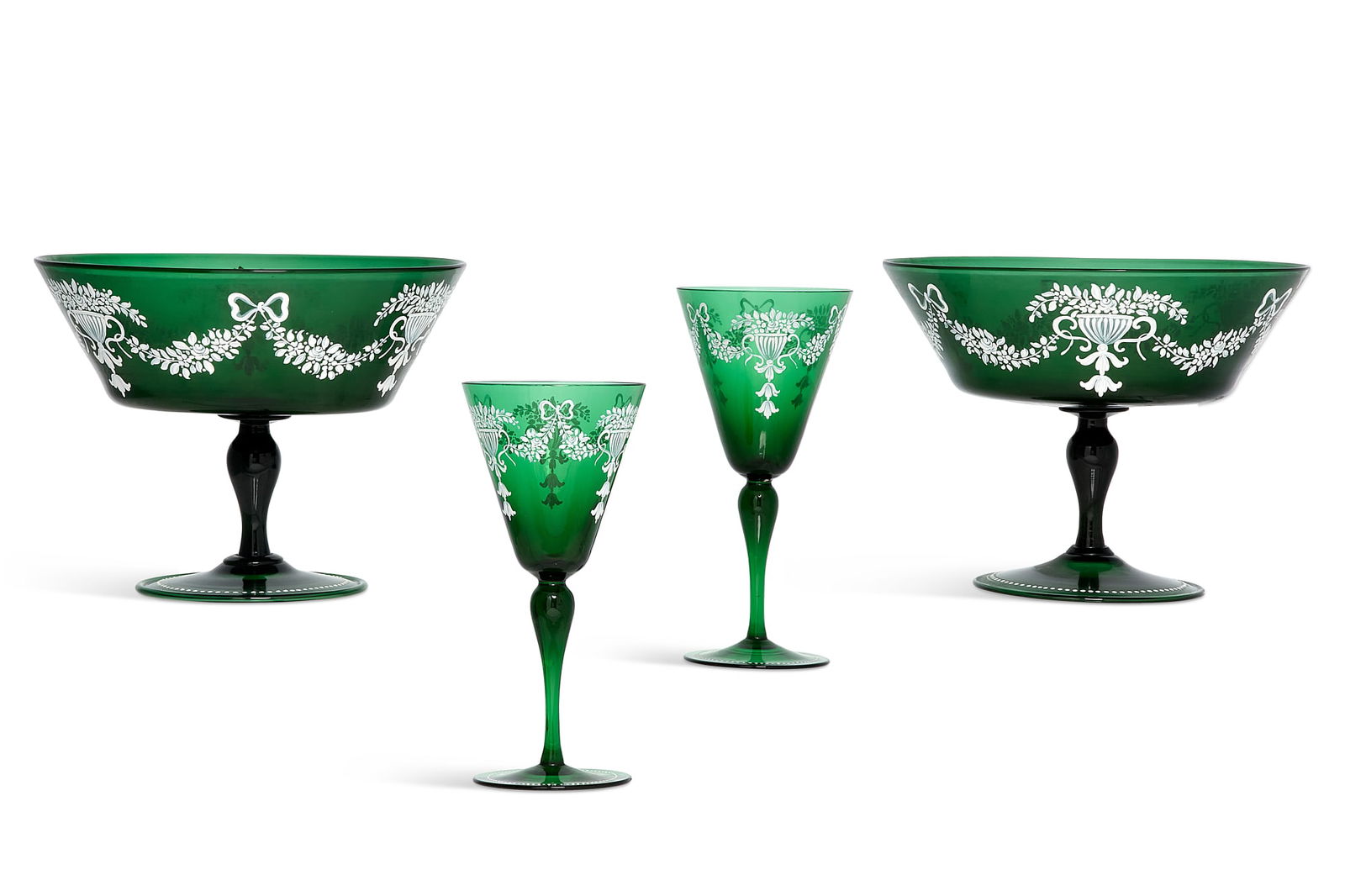 A suite of Continental enameled glass stemware (1 of 7)