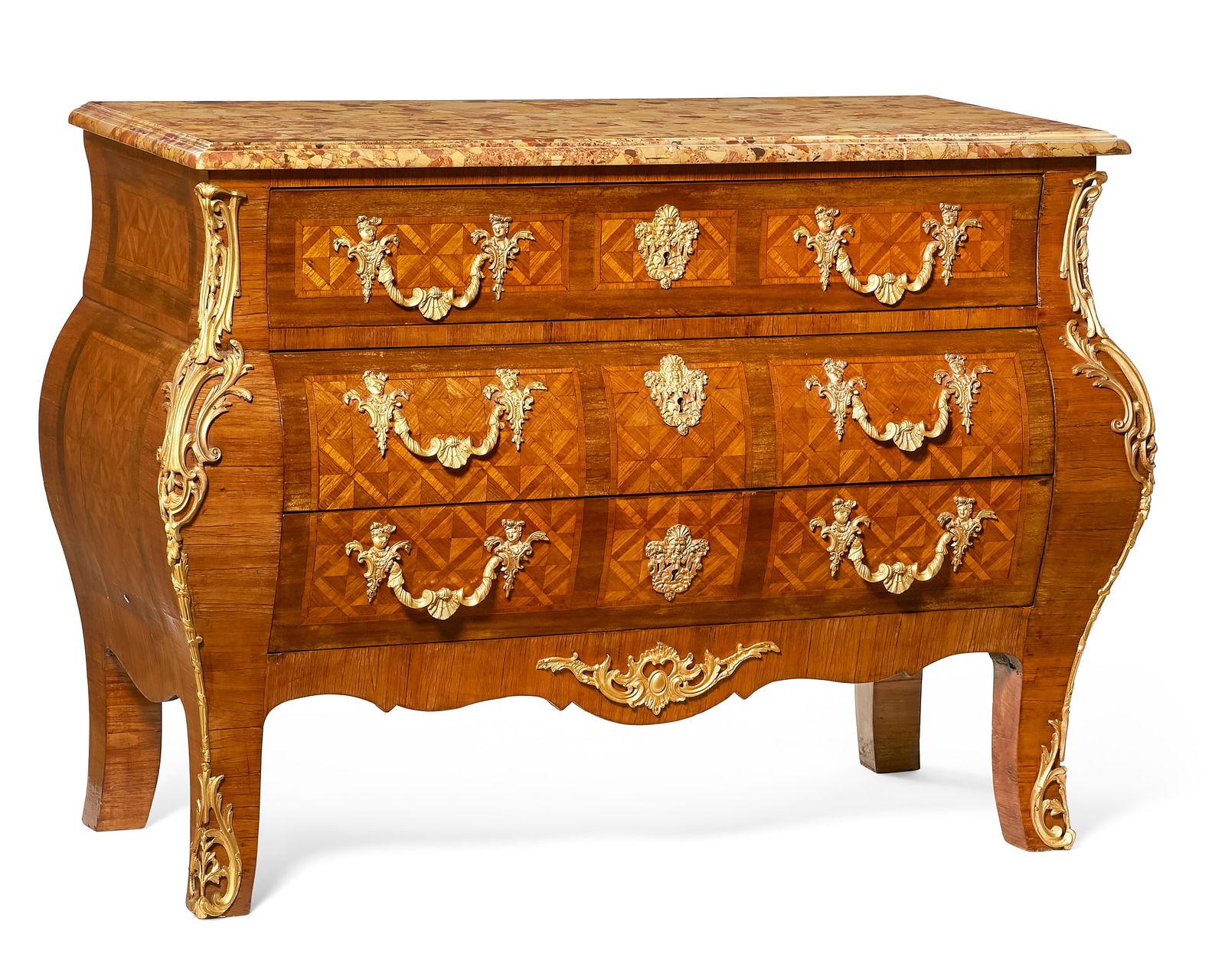 A Louis XV style walnut and parquetry commode (1 of 8)