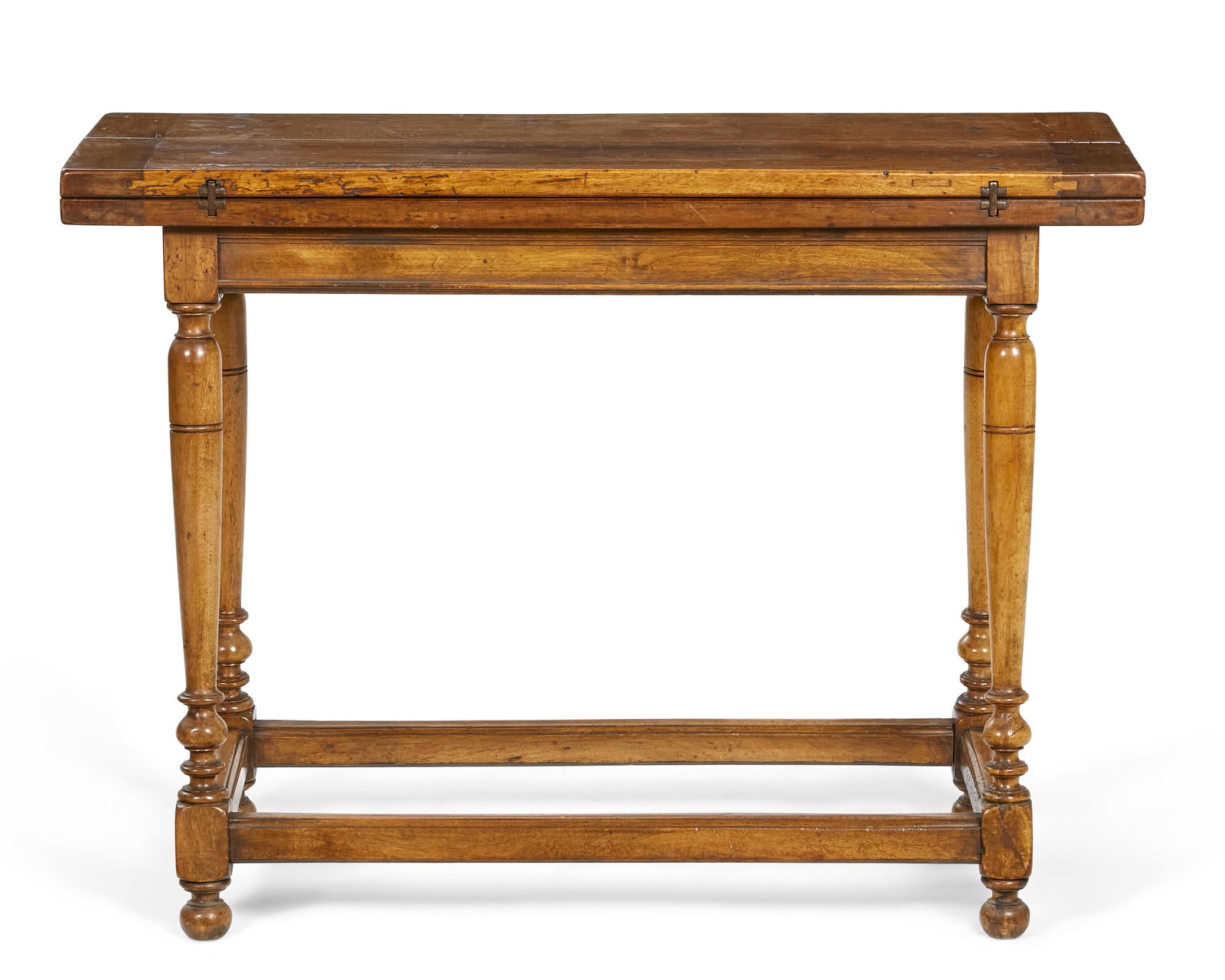 A Continental Baroque iron mounted walnut fold top table (1 of 8)
