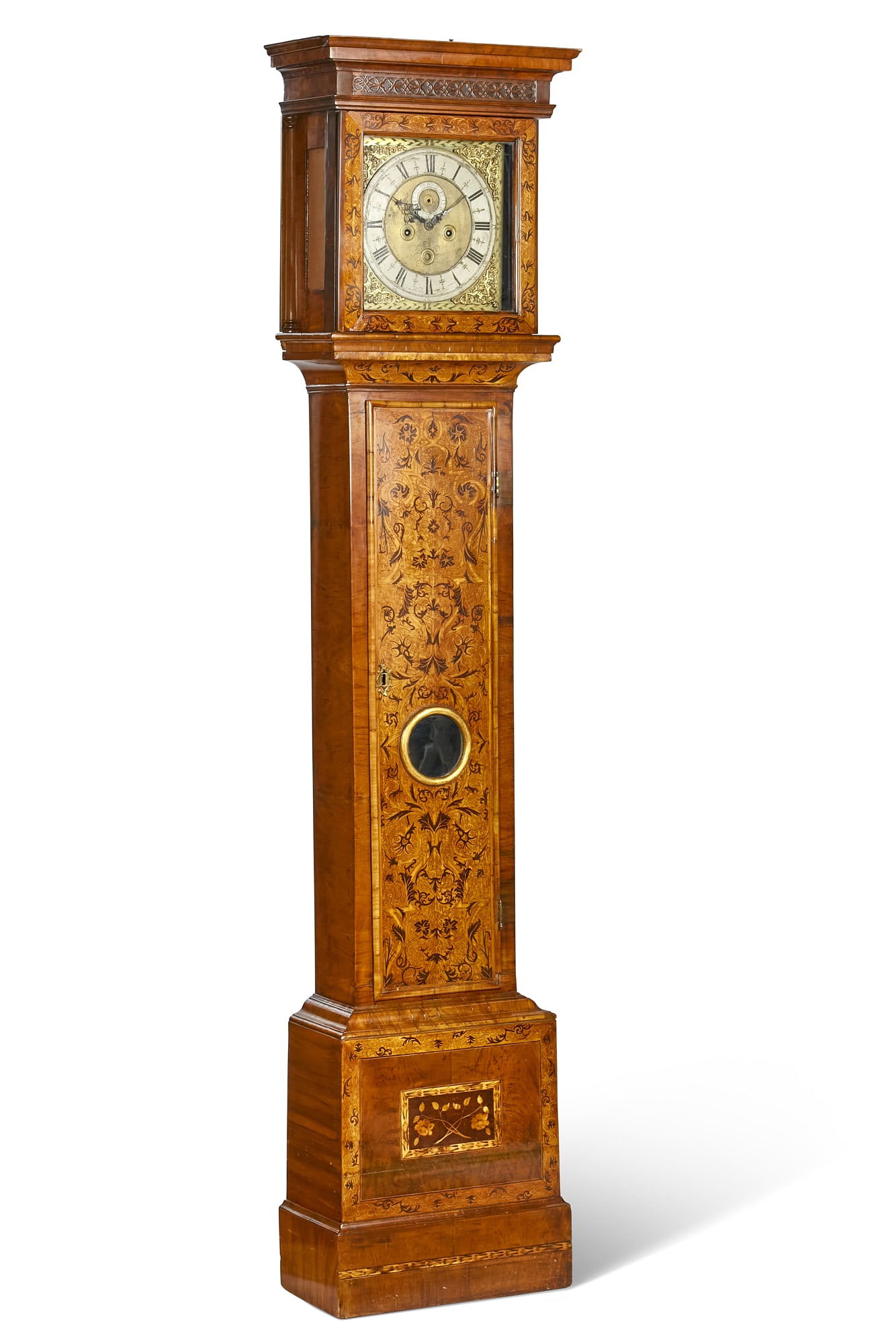 A Queen Ann walnut and foliate marquetry clock (1 of 8)