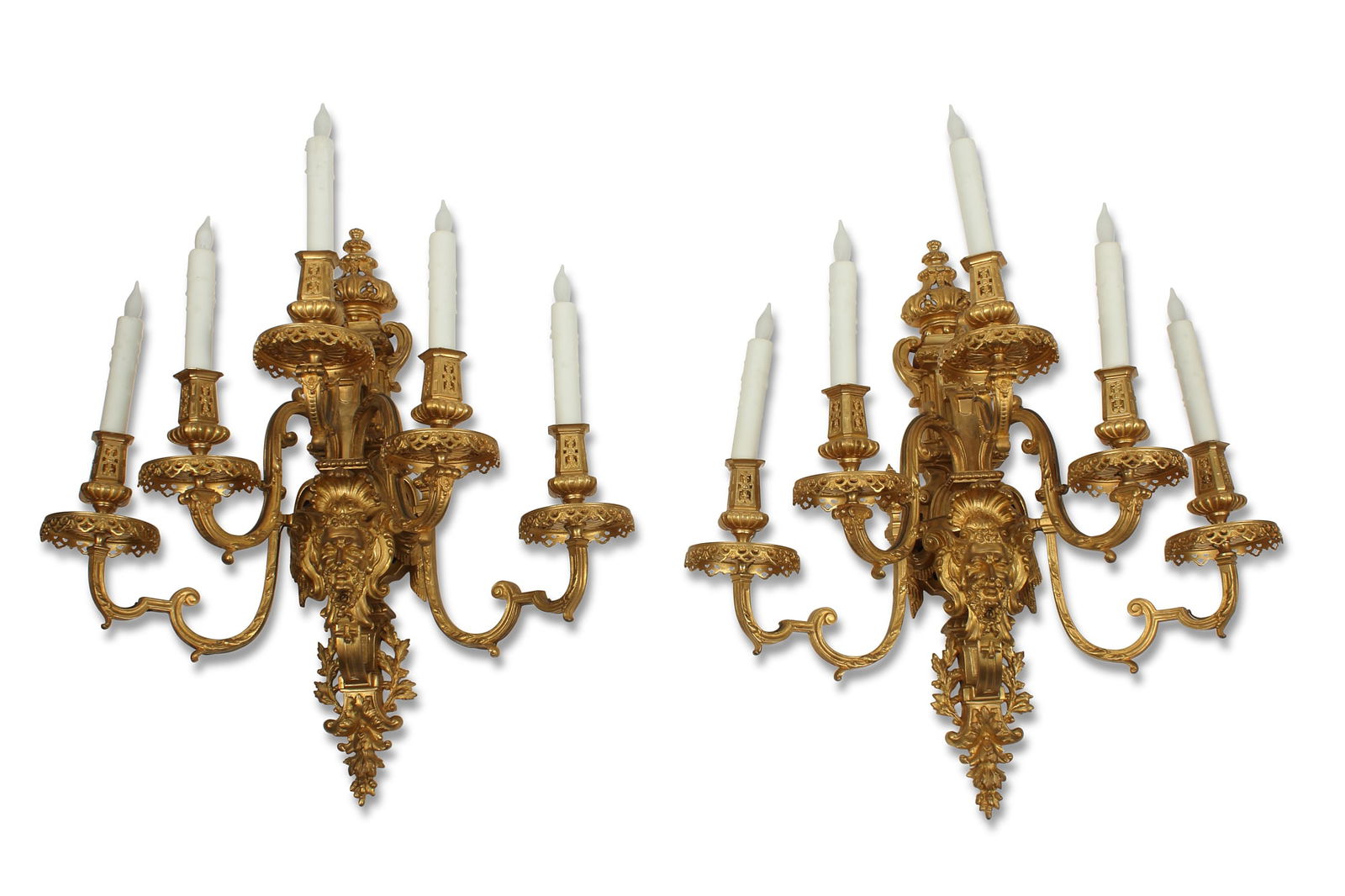 A pair of Regence style five light wall sconces (1 of 9)