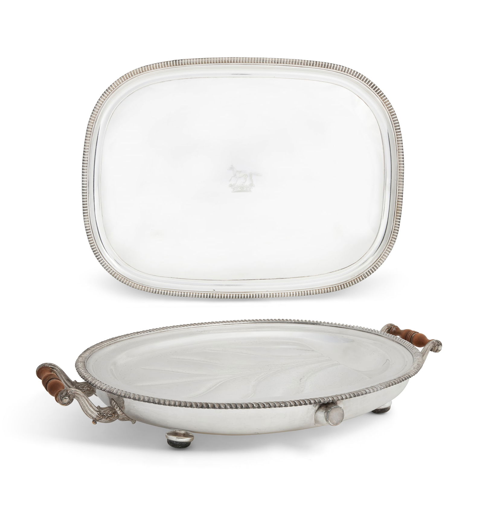 A George III Sheffield plate tray and well (1 of 9)