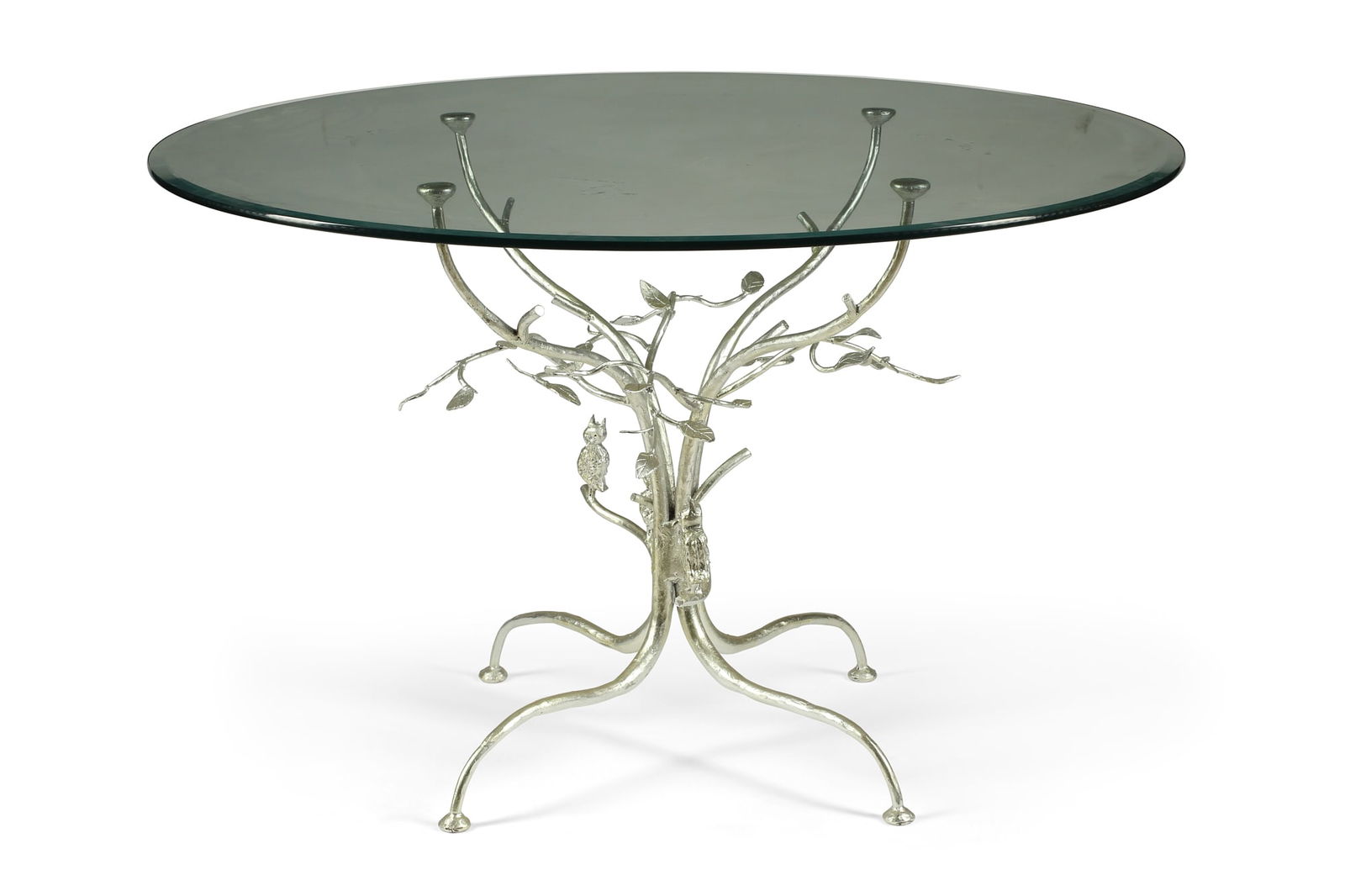 A whimsical silvered metal and glass center table (1 of 1)