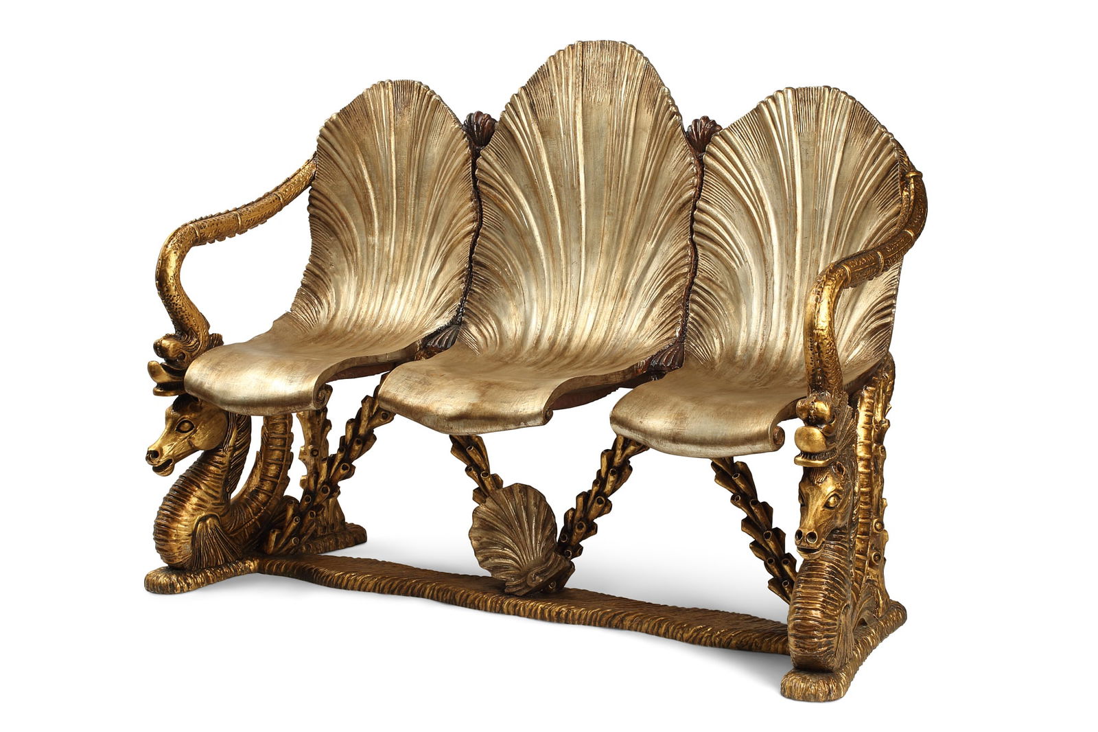 A grotto style carved wood triple chair settee (1 of 5)