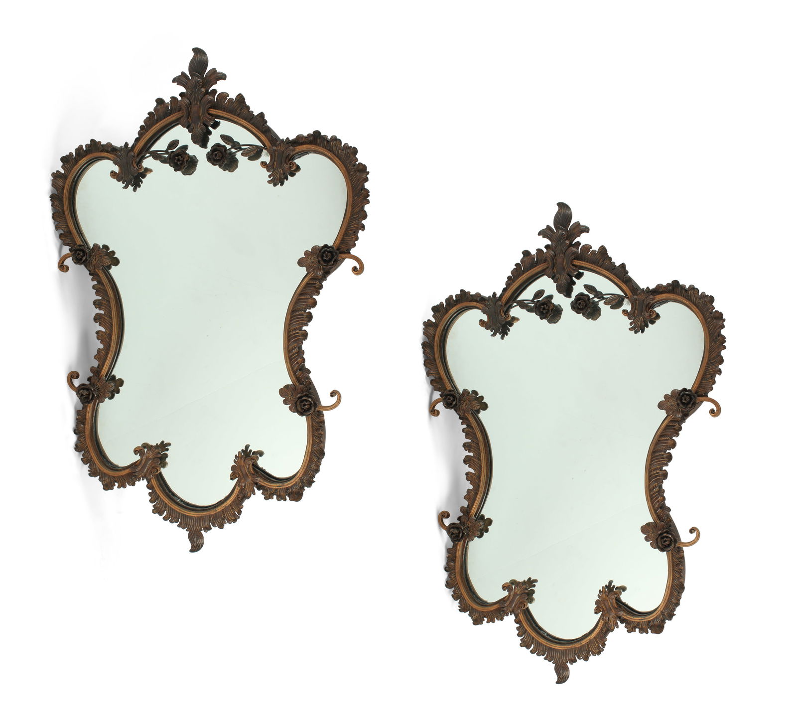 A pair of Rococo style metal mirrors (1 of 6)