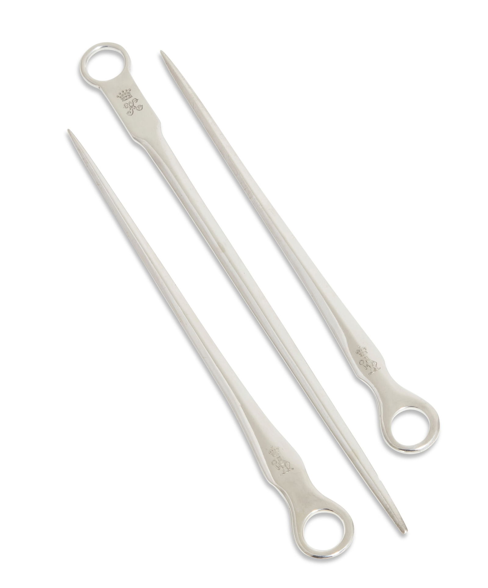 Three George III sterling silver meat skewers (1 of 6)