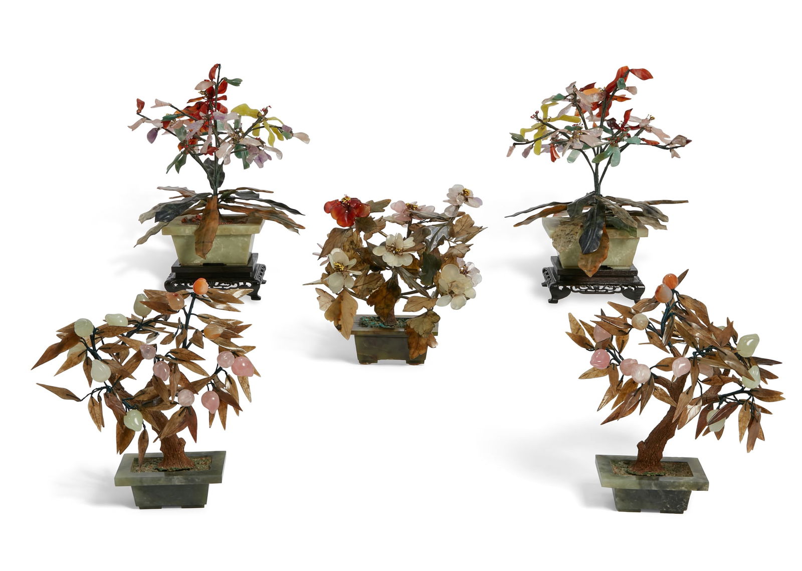 Five Chinese hardstone models of trees (1 of 5)