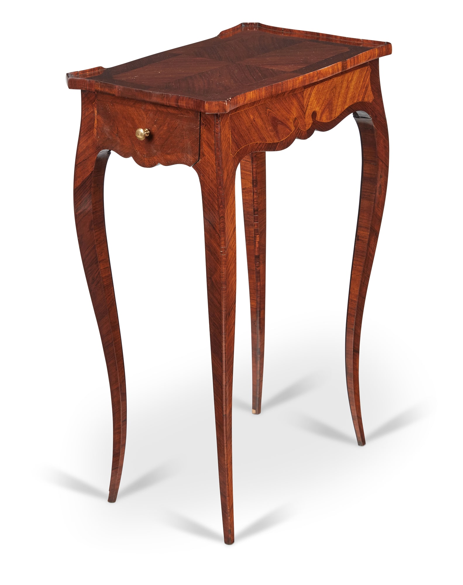 A Louis XV style kingwood and tulipwood ambulante: A Louis XV style kingwood and tulipwood table ambulante late 19th century height 28in (71cm); width 18 1/2in (47cm); depth 12in (30.5cm)