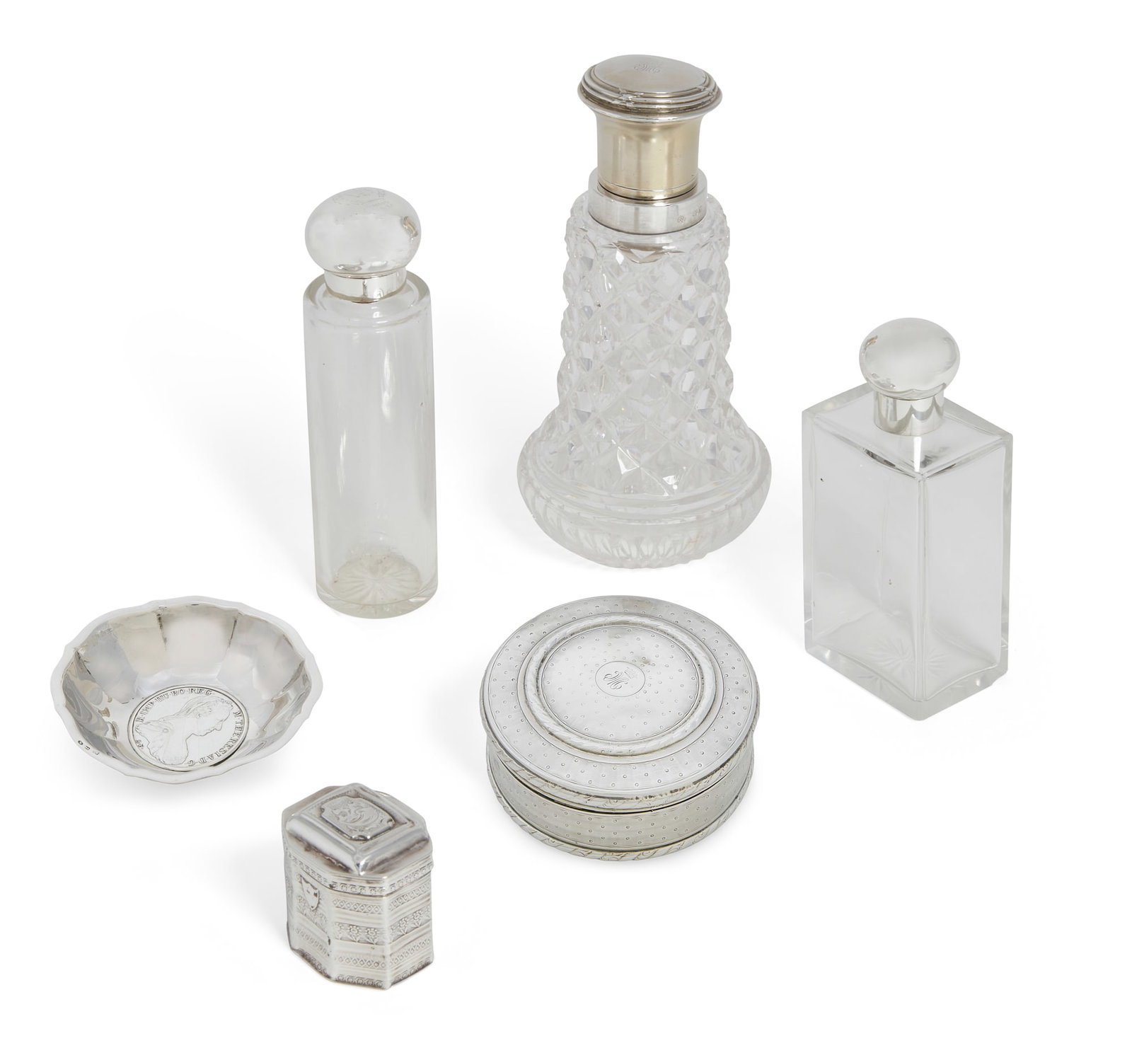 A group of silver and glass vanity articles (1 of 9)