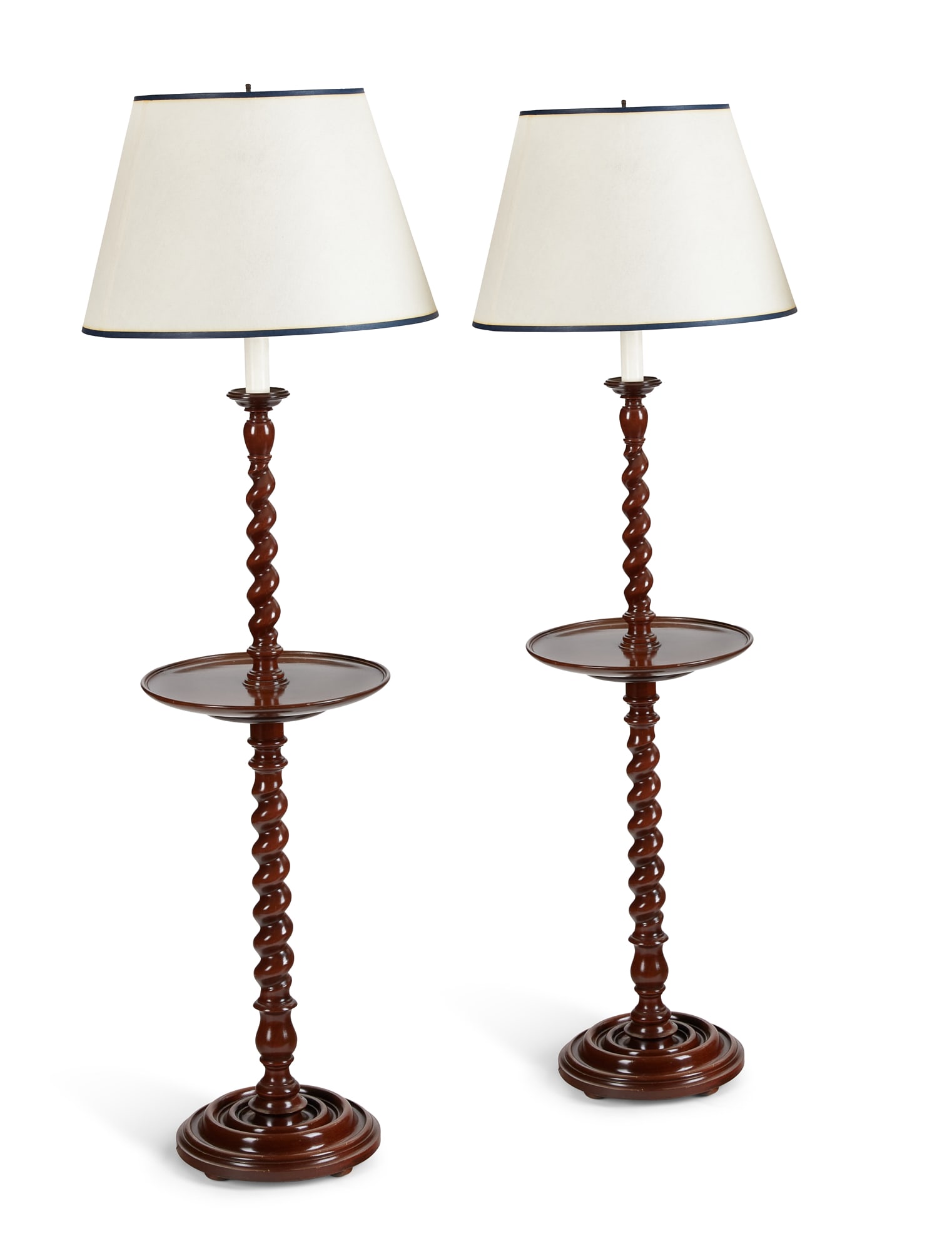 A pair of oak barley twist lamp tables (1 of 5)