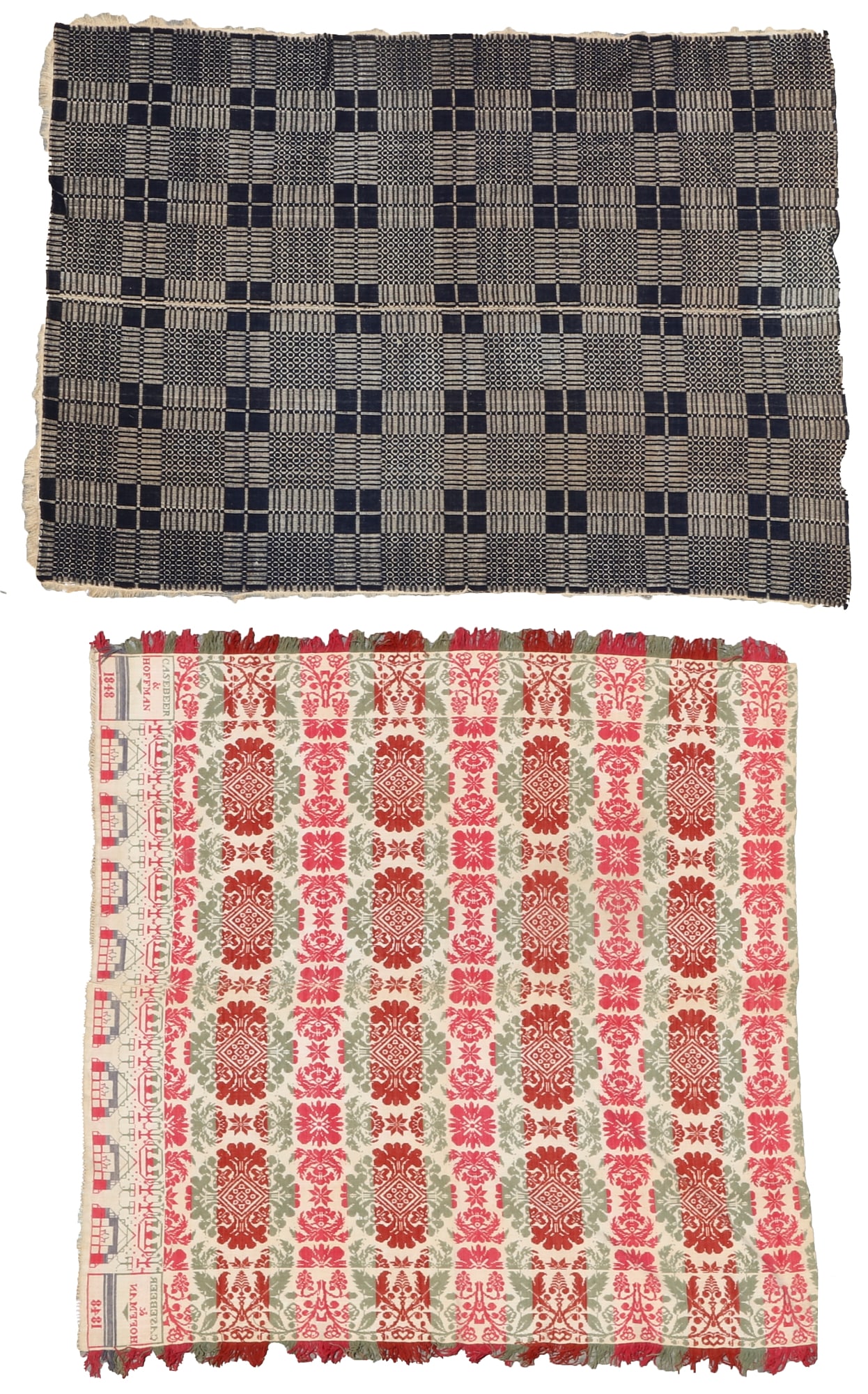 An American woven wool jacquard coverlet (1 of 5)
