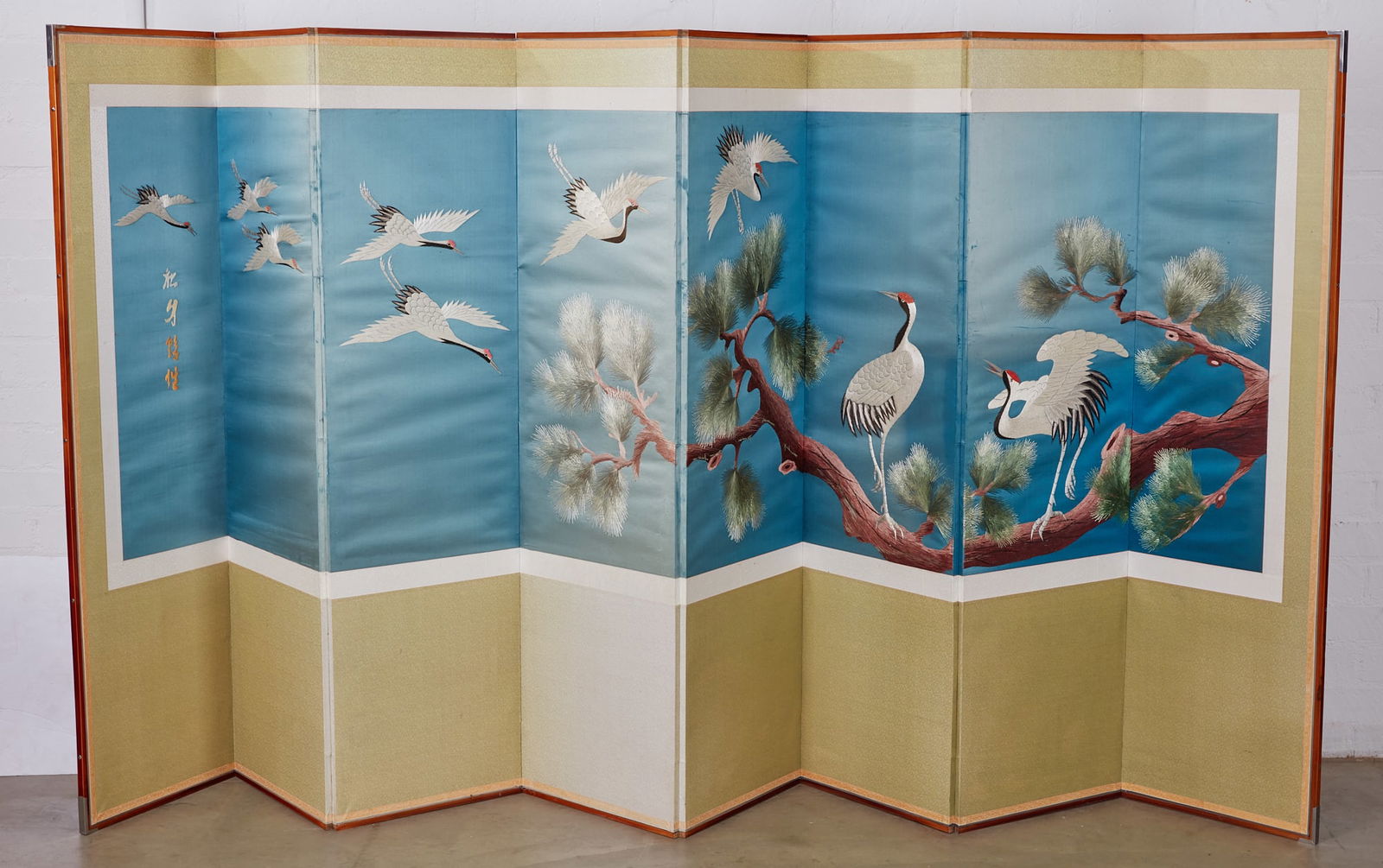 A Korean embroidered eight panel screen (1 of 11)