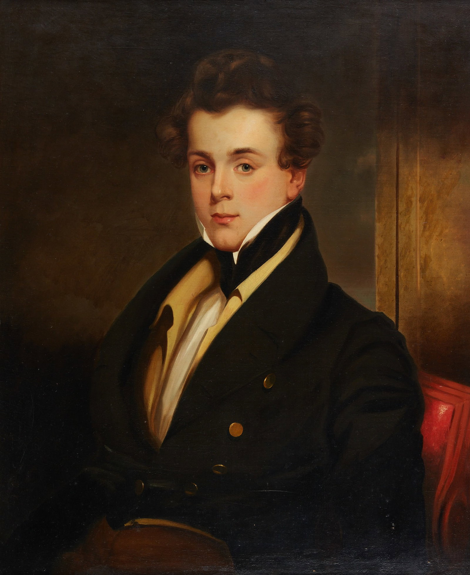 American School, Portrait of a young gentleman: American School 19th century Portrait of a young gentleman oil on canvas 30 x 25in (76 x 63.5cm) Provenance: Property from the Estate of Gregory Warren Nelson, Reno, Nevada.