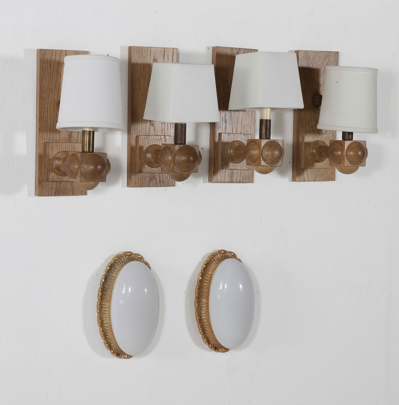 Two pairs of Paul Marra oak Foursquare sconces (1 of 2)