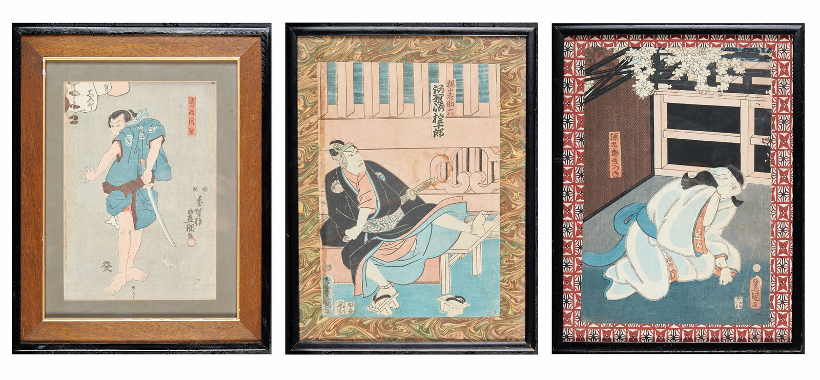 Three 19th century Japanese woodblock prints (1 of 8)