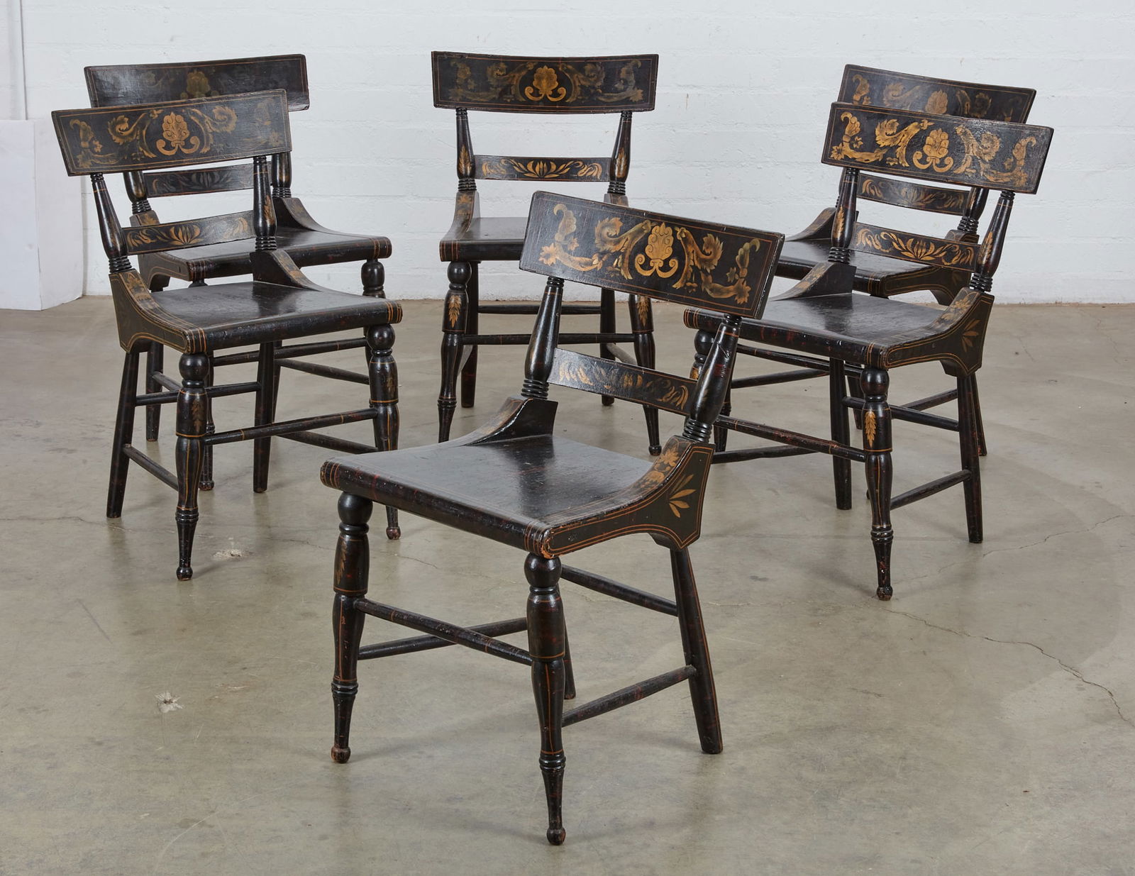 A set of six American painted Hitchcock chairs (1 of 8)