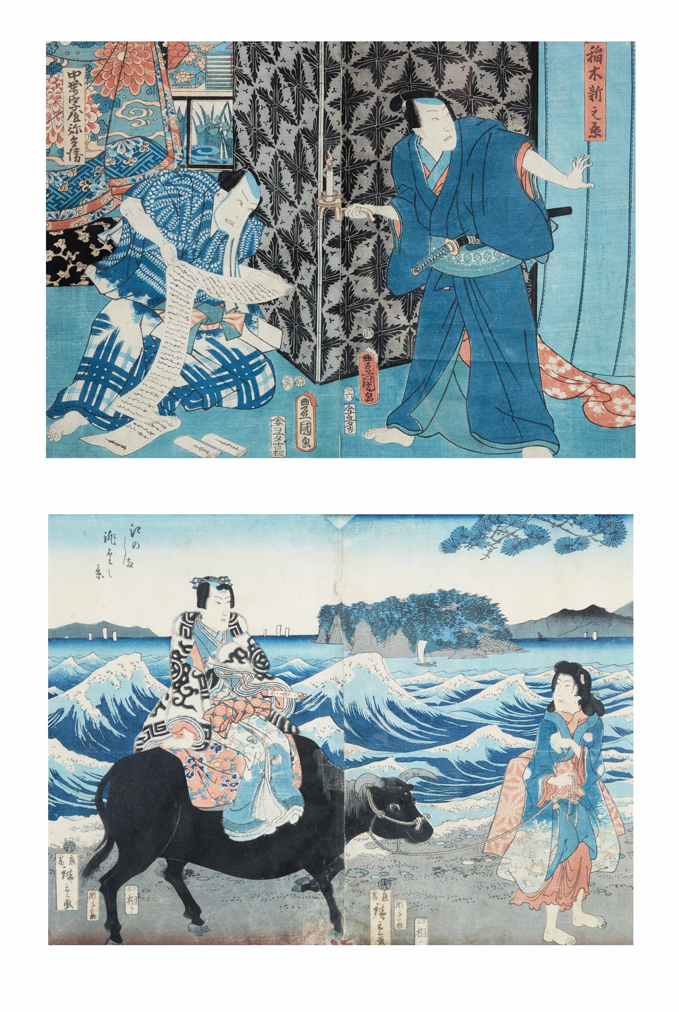 Two 19th century Japanese woodblock prints (1 of 9)
