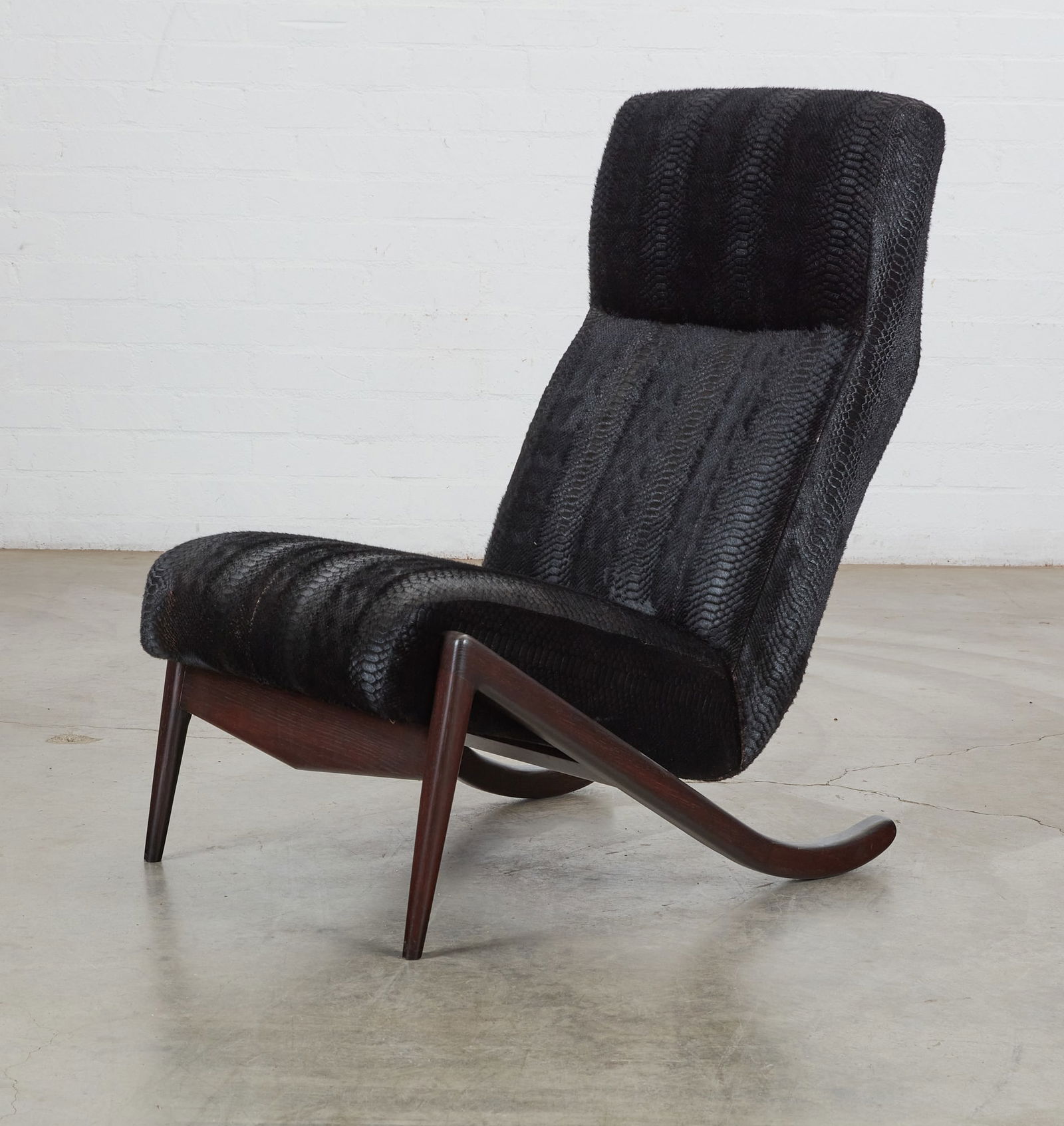 A Paul Marra modernist ebonized oak slipper chair (1 of 8)