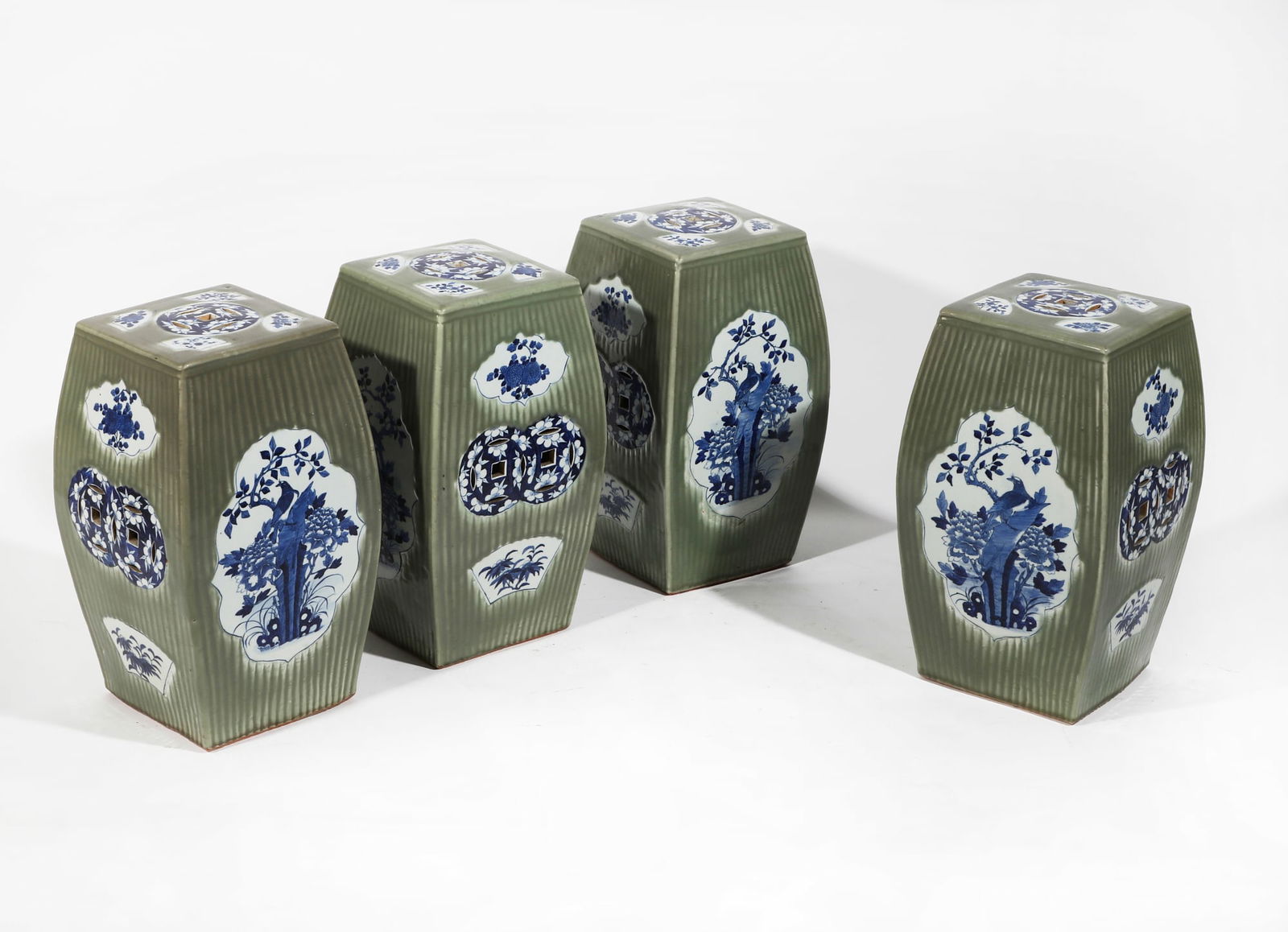 A set of four Chinese ceramic garden seats (1 of 4)
