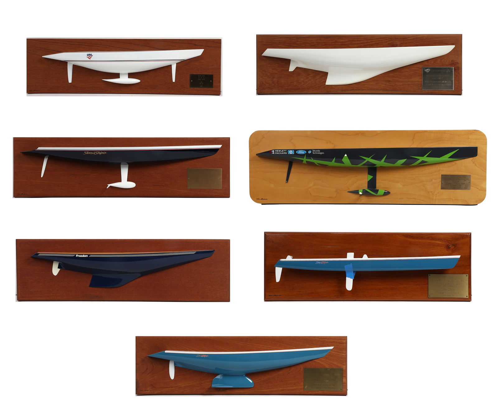 Seven mounted half hull ship models (1 of 13)