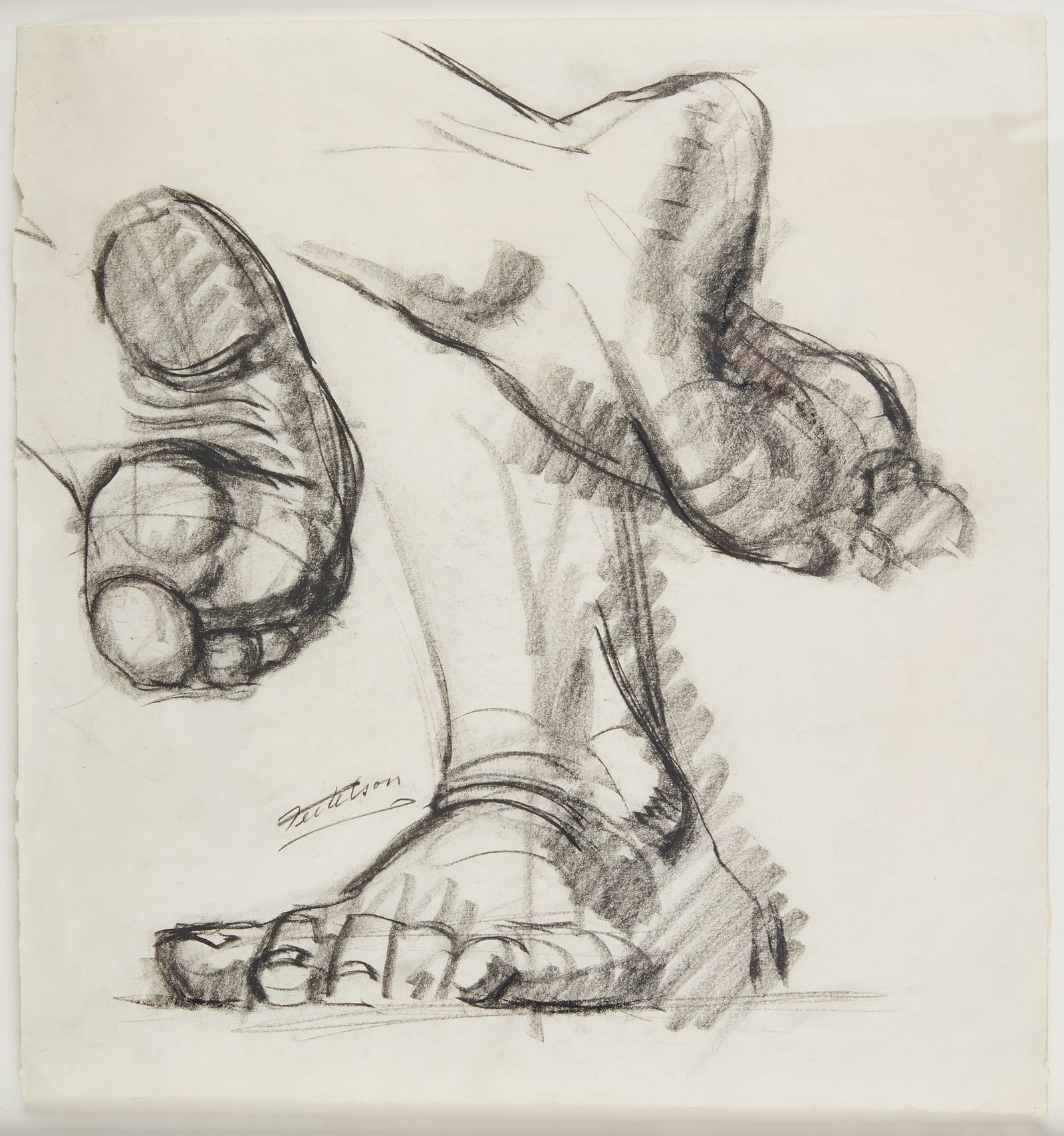 Lorser Feitelson, Three Feet, circa 1949: Lorser Feitelson(American, 1898-1978)Three Feet, circa 1949black pastel on papersigned Feitelson lower left quadrant16 1/4 x 15 1/4in (41 x 38.5cm)