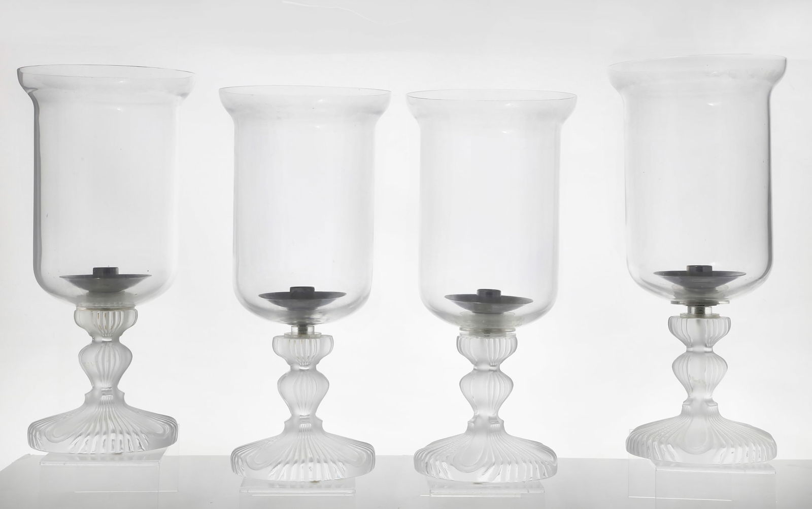 Four Lalique glass hurricane lamps (1 of 3)
