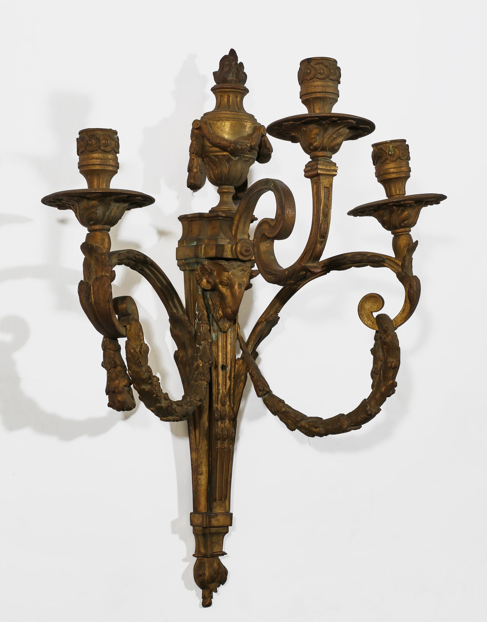 A Louis XVI style gilt bronze wall sconce (1 of 2)